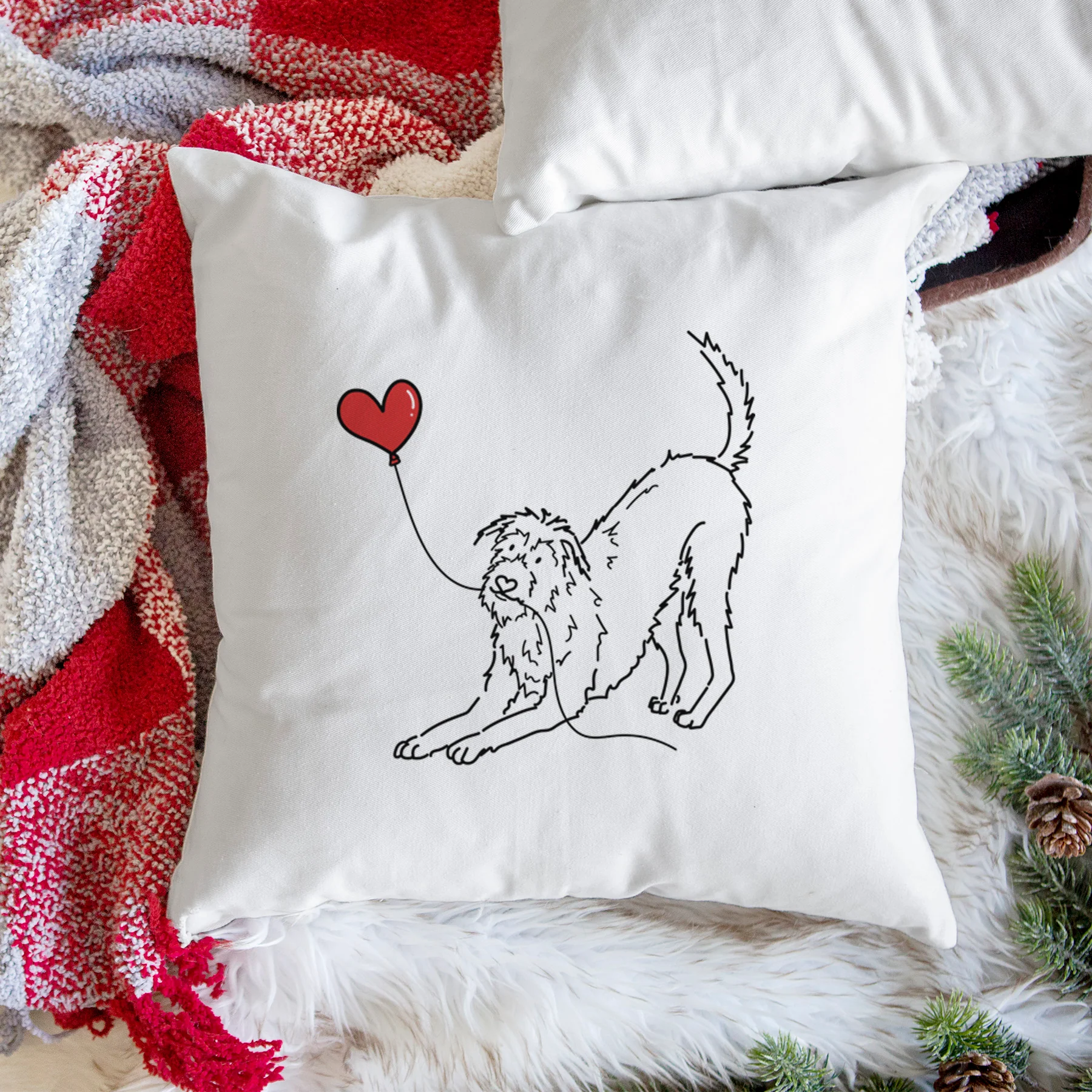 Irish Wolfhound Heart String - Throw Pillow Cover - Image 3