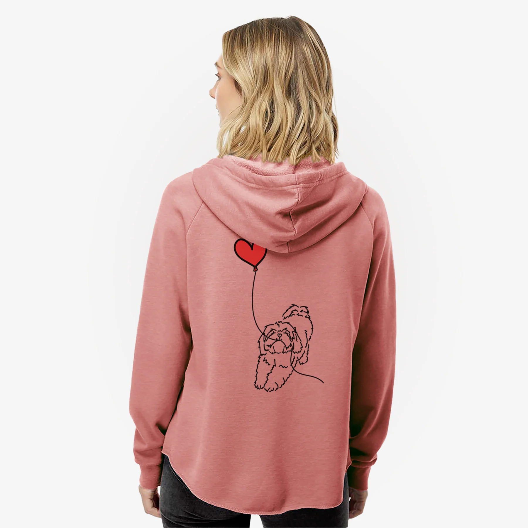 Lhasa Apso Heart String- Women's Cali Wave Zip-Up Sweatshirt - Image 5