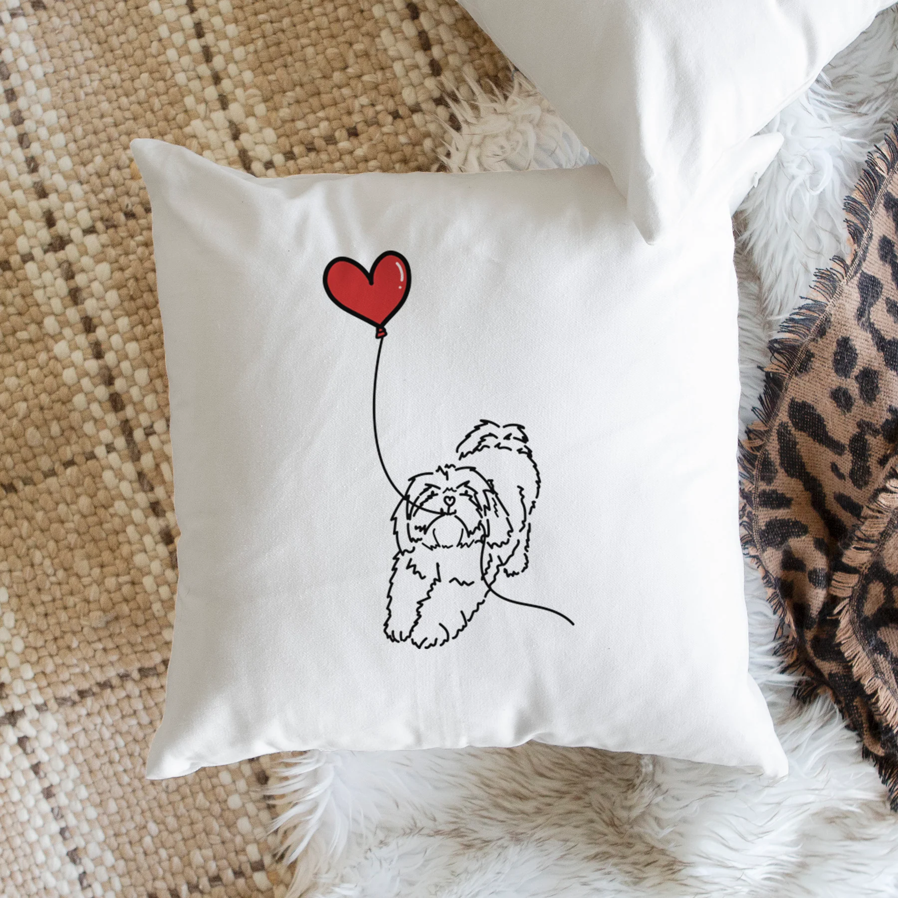 Lhasa Apso Heart String - Throw Pillow Cover - Image 2