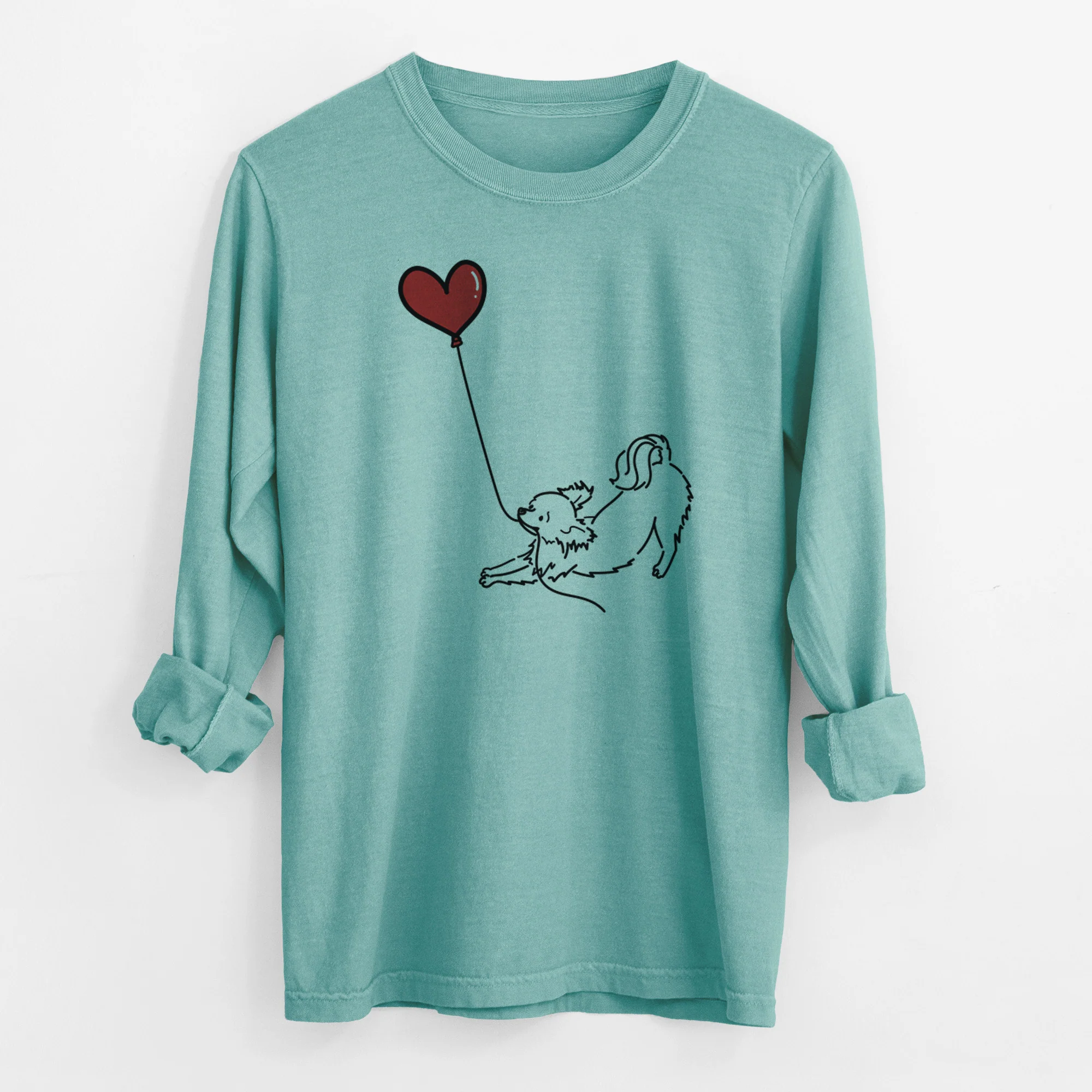 Long Haired Chihuahua Heart String - Men's Heavyweight 100% Cotton Long Sleeve - Image 9