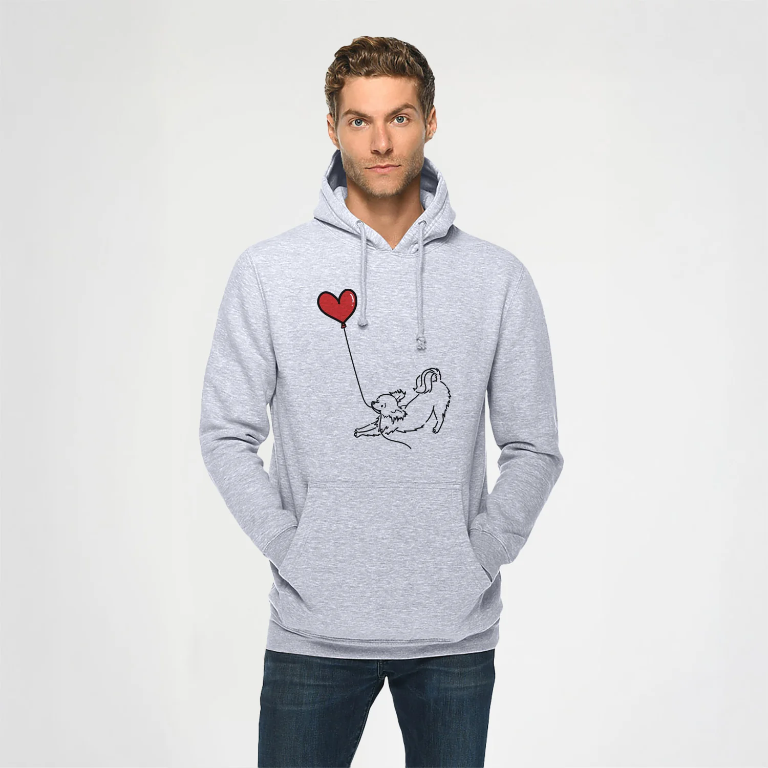 Long Haired Chihuahua Heart String - Heavyweight Fleece Hoodie - Image 2
