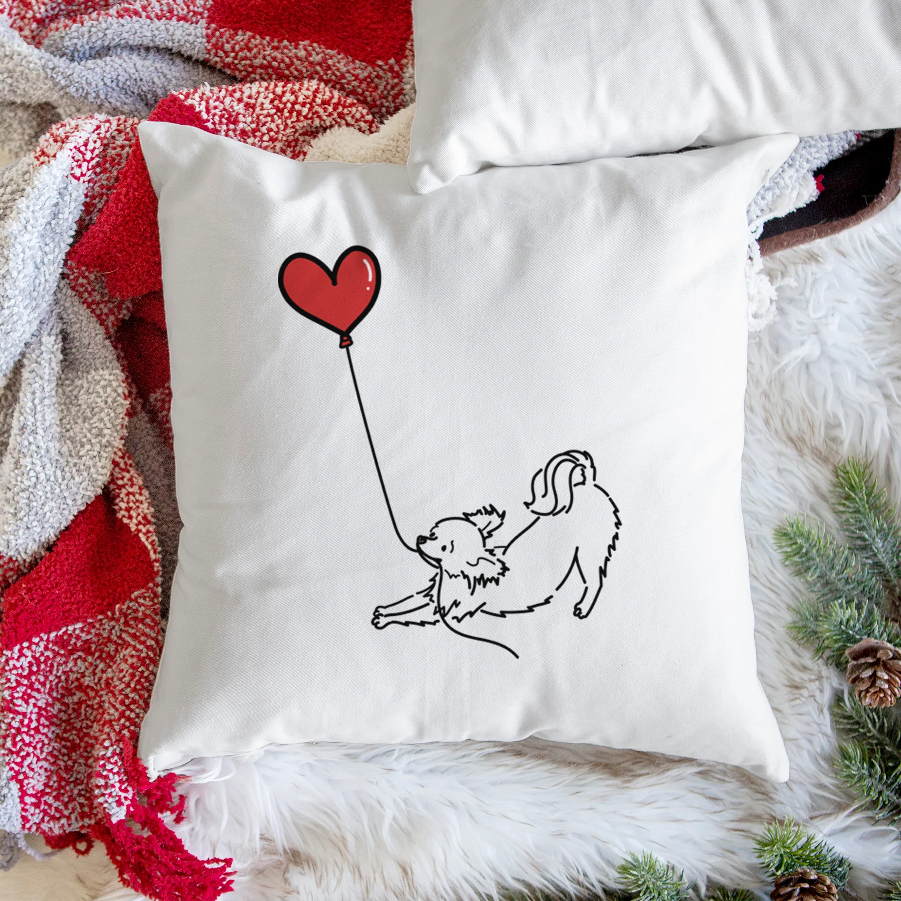Long Haired Chihuahua Heart String - Throw Pillow Cover - Image 3