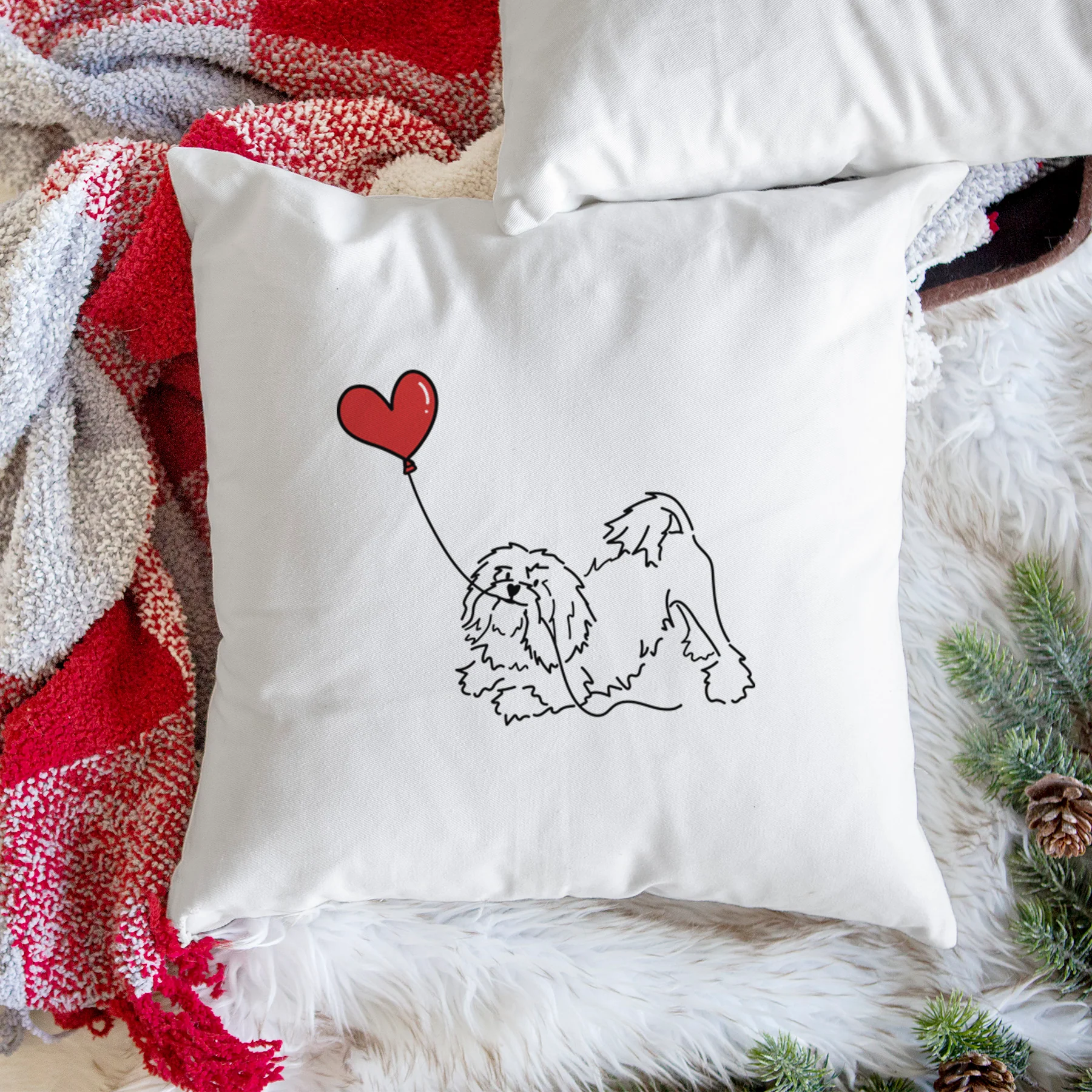 Lowchen Heart String - Throw Pillow Cover - Image 3