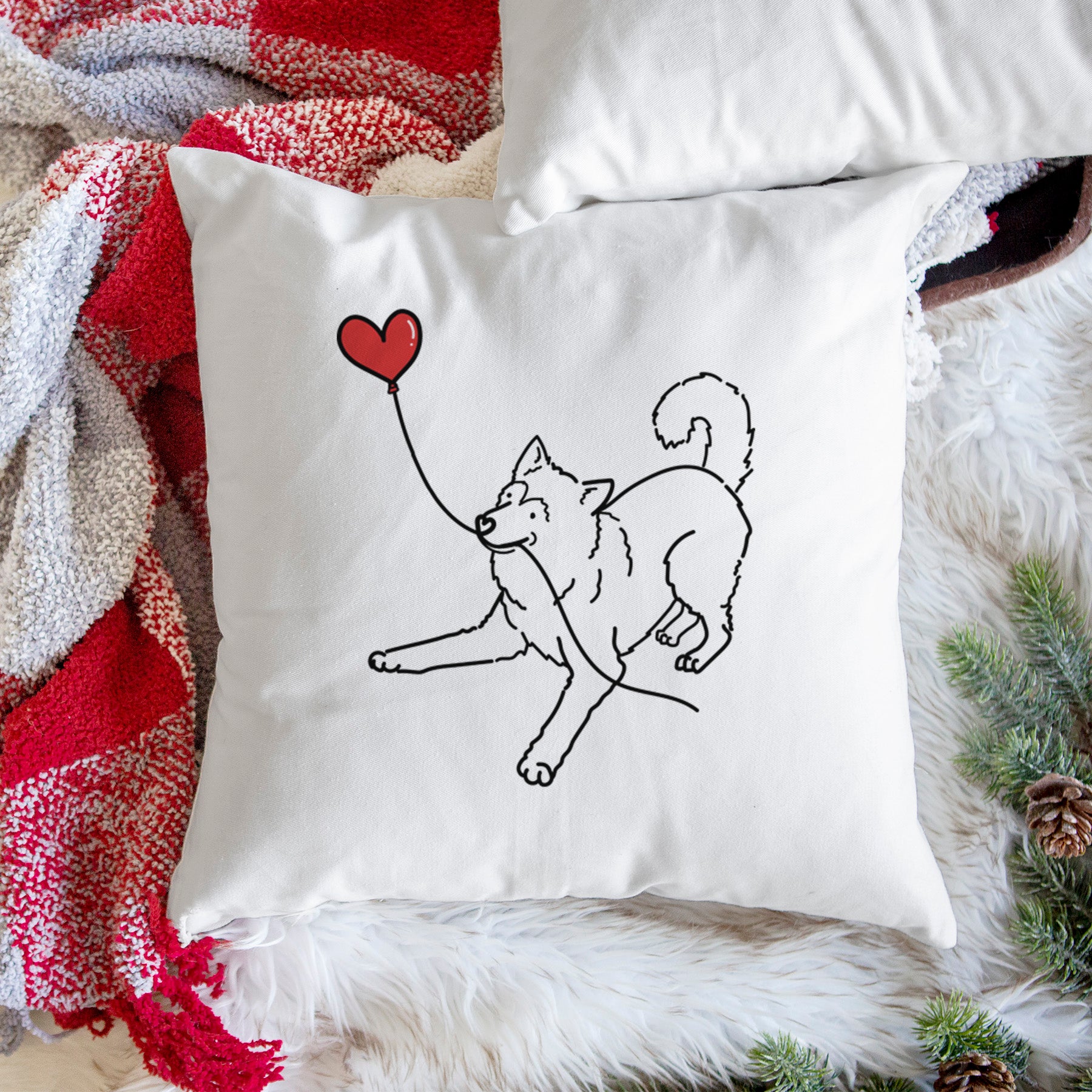 Alaskan Malamute Heart String - Throw Pillow Cover - Image 3