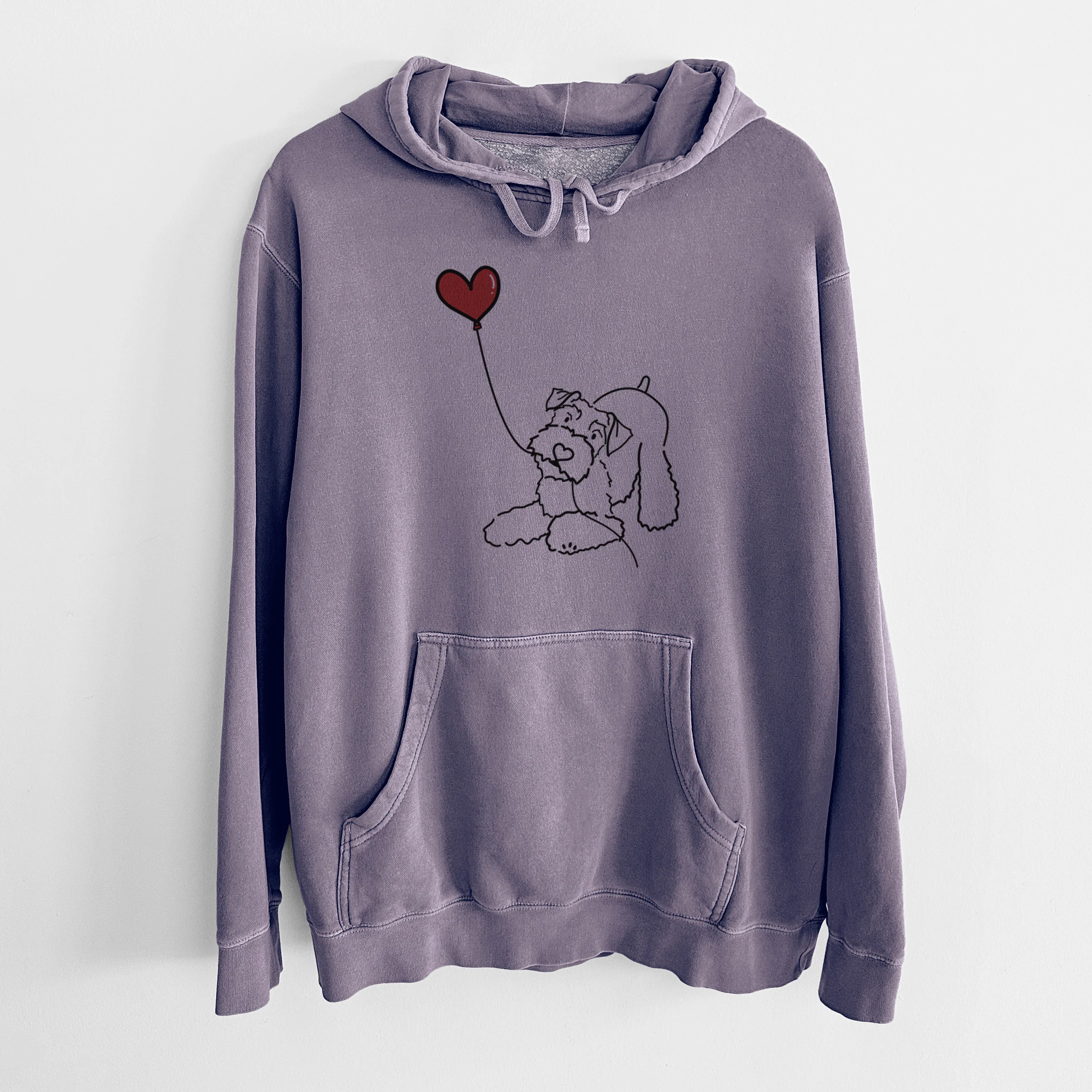 Mini Schnauzer Heart String - Unisex Pigment Dyed Hoodie - Image 9