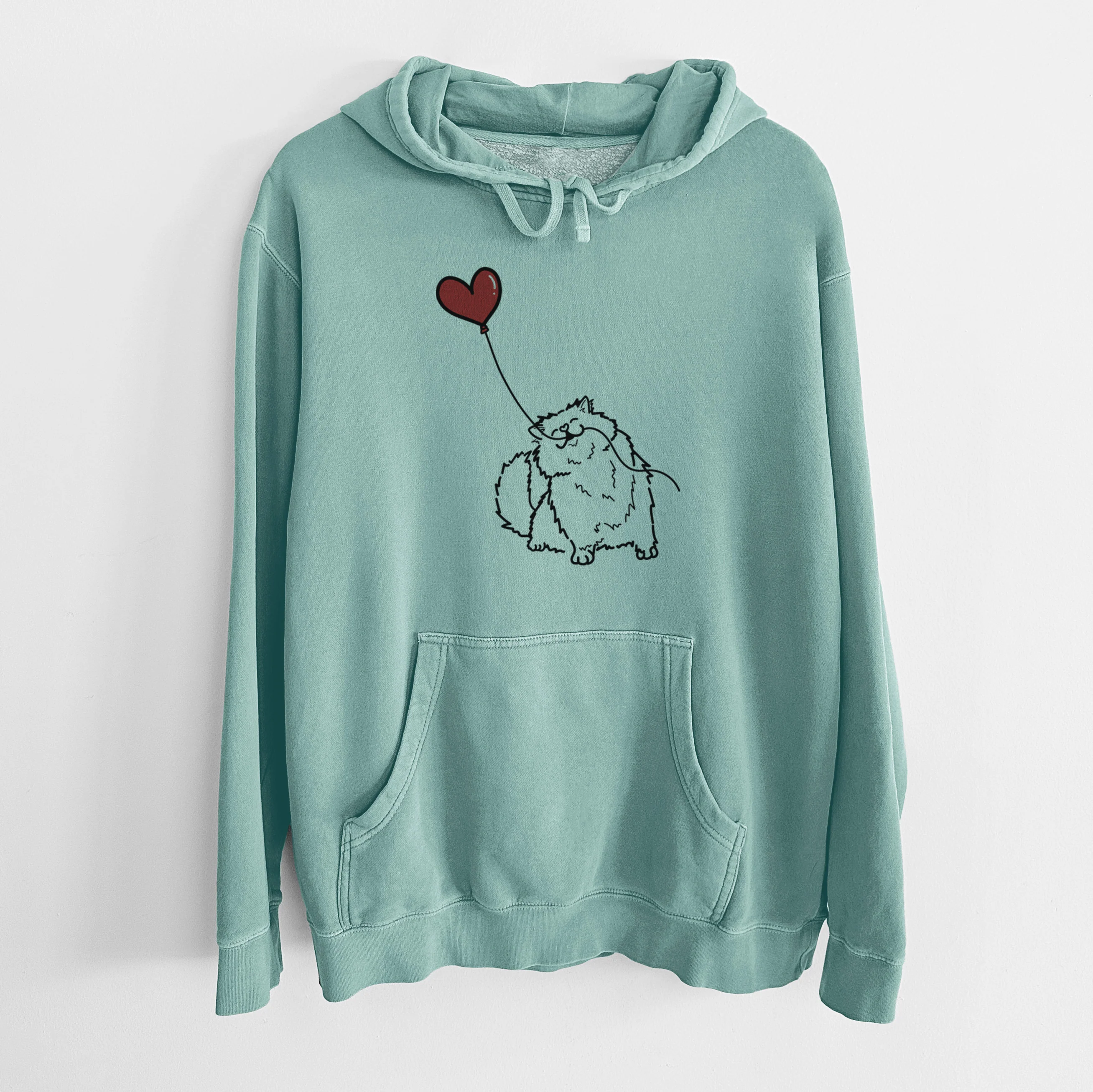 Persian Cat Heart String - Unisex Pigment Dyed Hoodie - Image 10