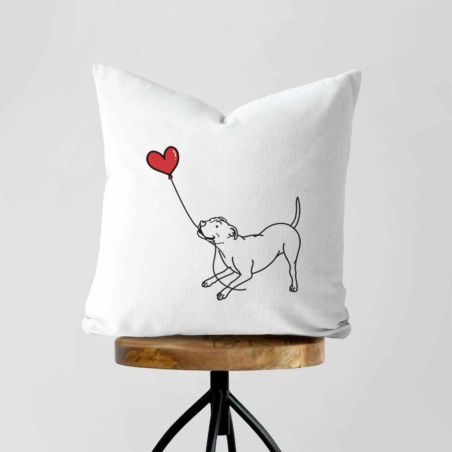 Pitbull Terrier Heart String - Throw Pillow Cover