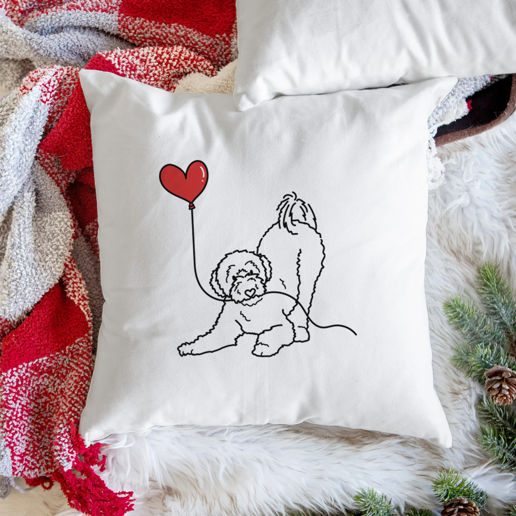 Portuguese Water Dog Heart String - Throw Pillow Cover - Image 3