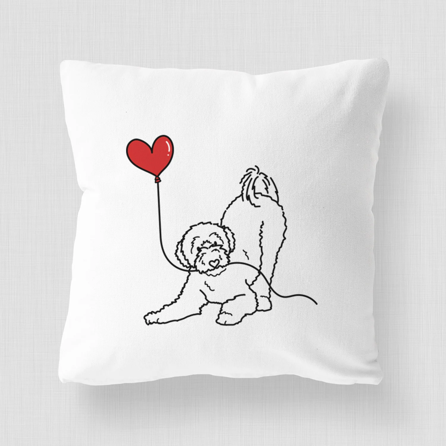 Portuguese Water Dog Heart String - Throw Pillow Cover - Image 4