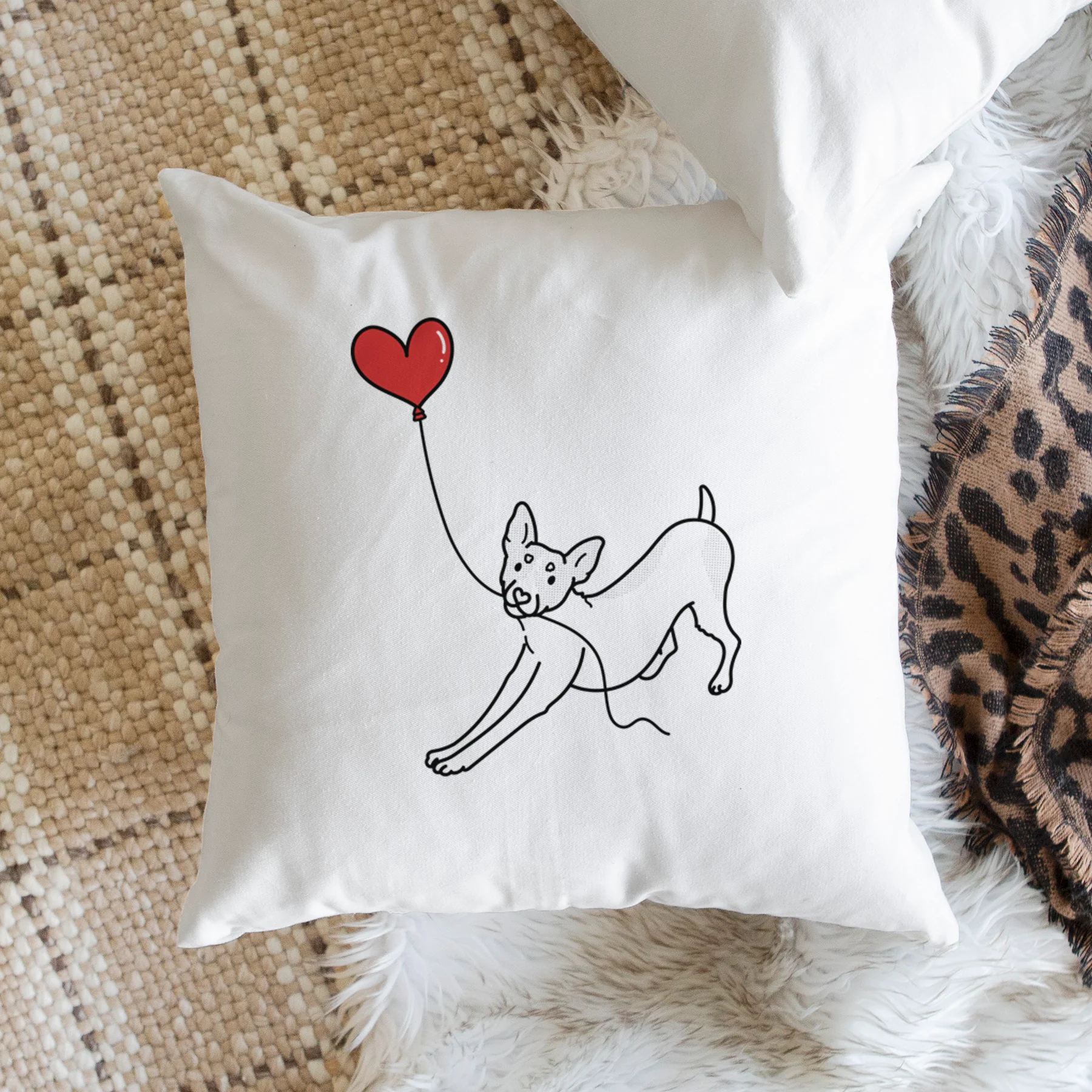 Rat Terrier Heart String - Throw Pillow Cover - Image 2