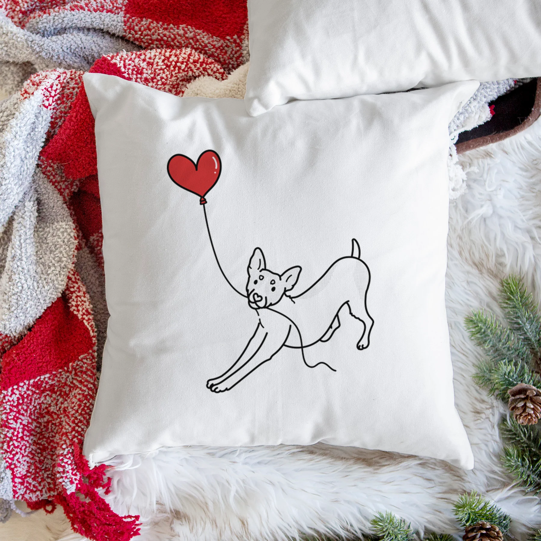 Rat Terrier Heart String - Throw Pillow Cover - Image 3