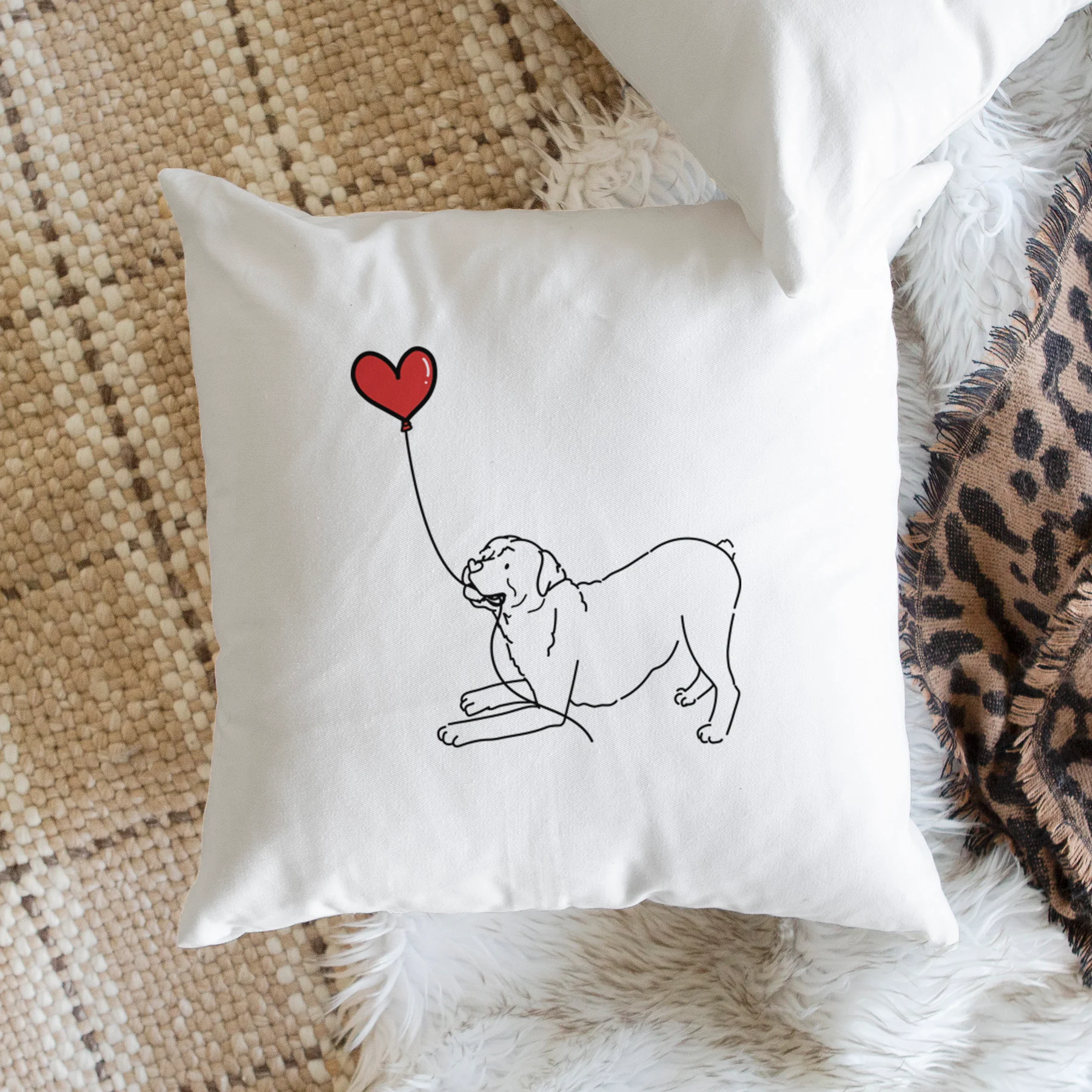Rottweiler Heart String - Throw Pillow Cover - Image 2