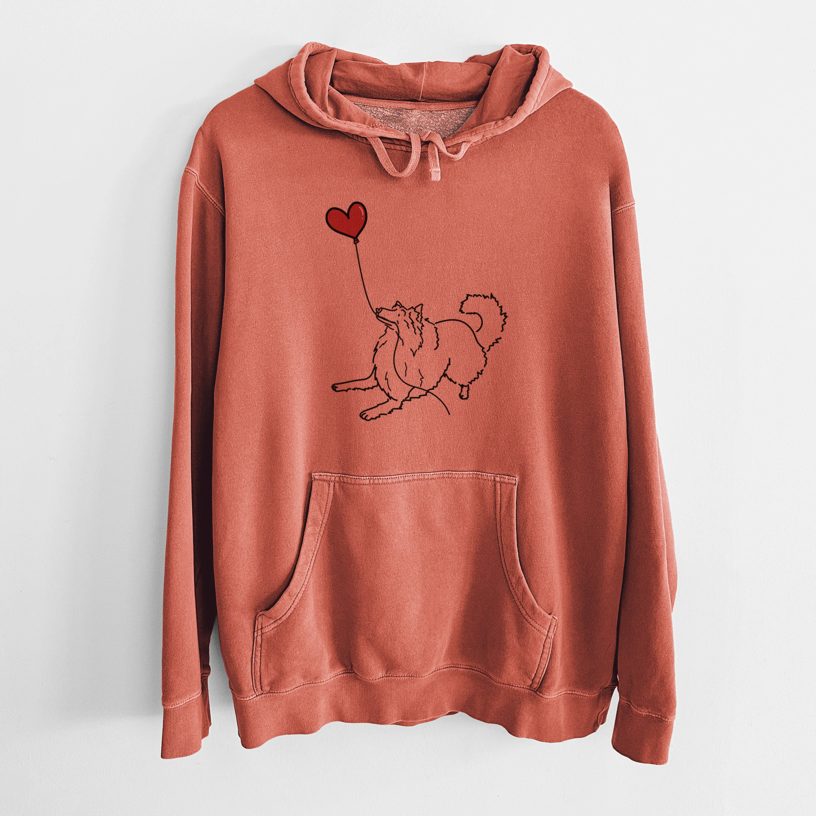 Rough Collie Heart String - Unisex Pigment Dyed Hoodie - Image 8
