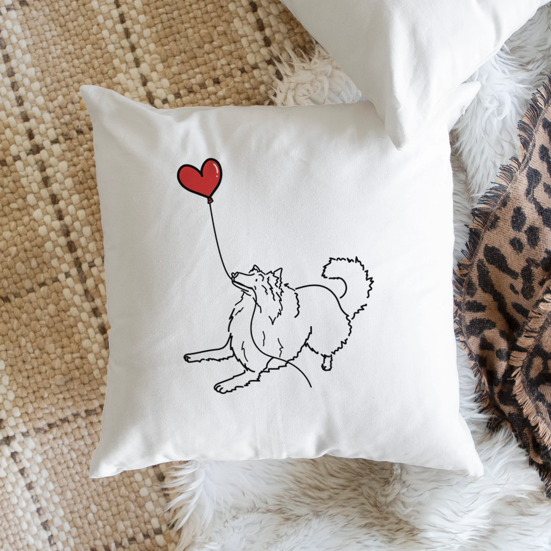 Rough Collie Heart String - Throw Pillow Cover - Image 2