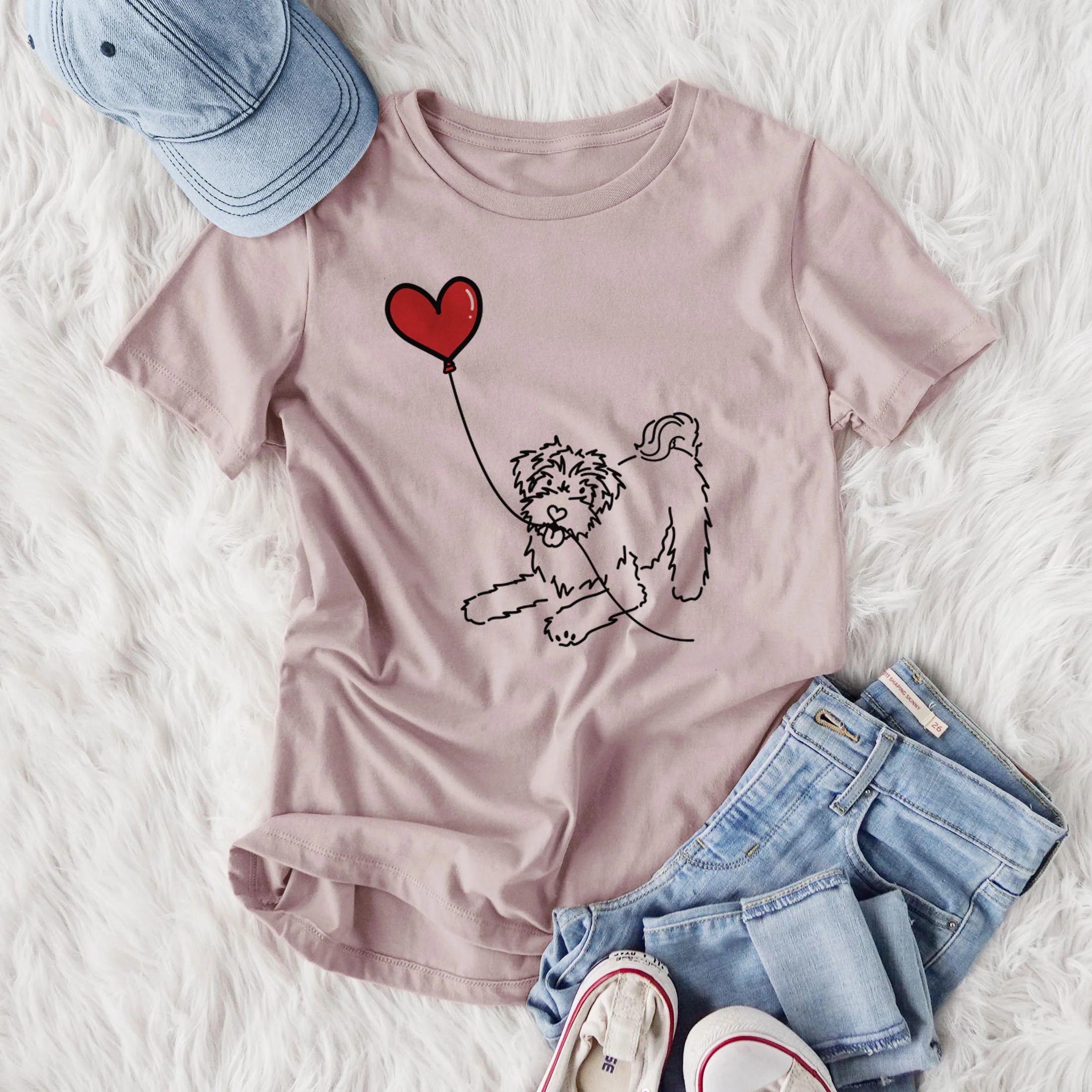 Schnoodle Heart String- Women's Lightweight Relaxed Fit 100% Cotton Crewneck - Image 4