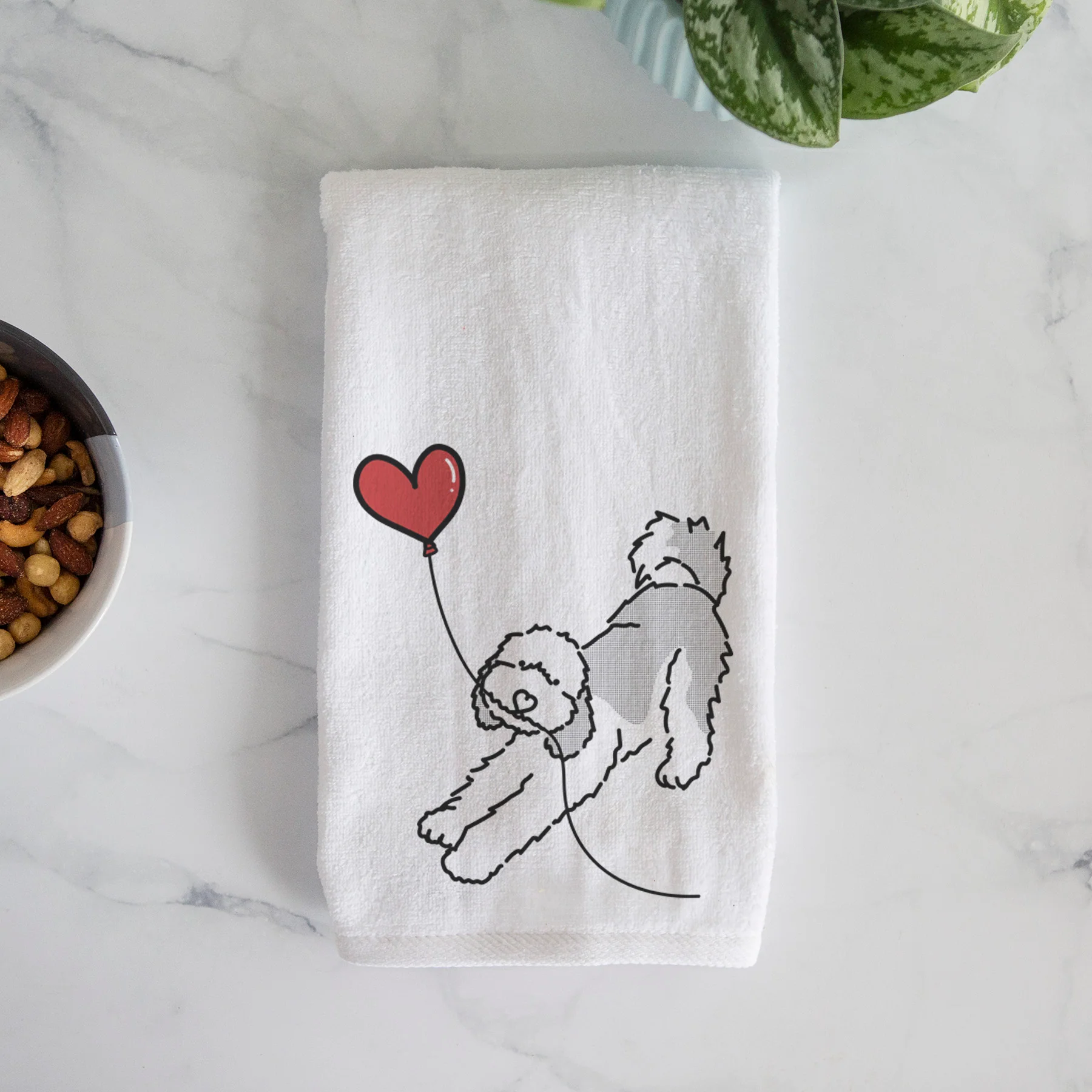 Sheepadoodle Heart String - Decorative Hand Towel