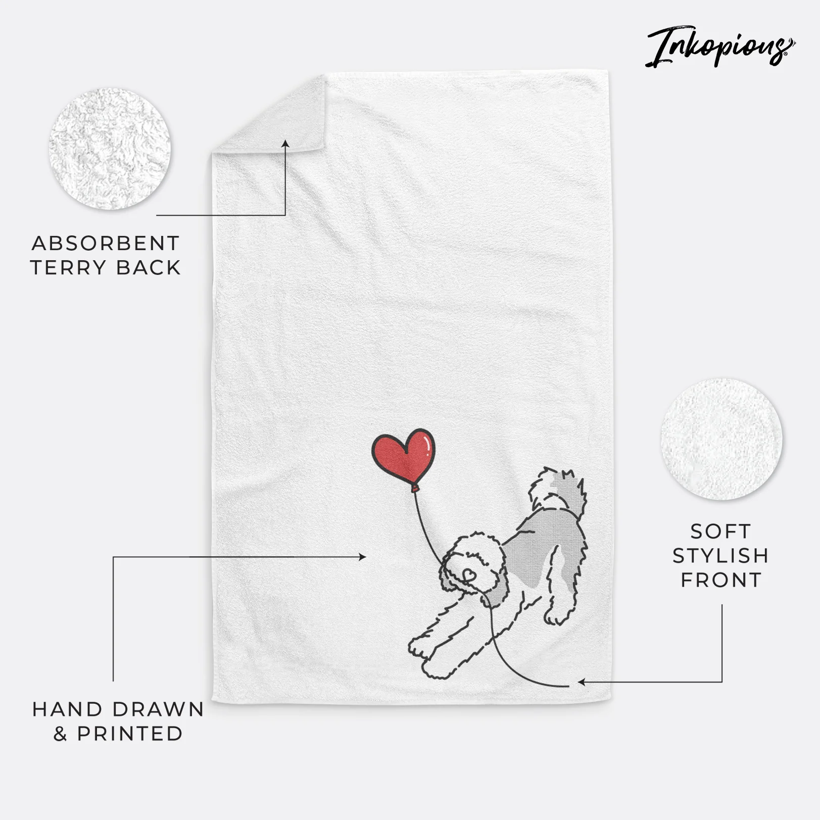 Sheepadoodle Heart String - Decorative Hand Towel - Image 4