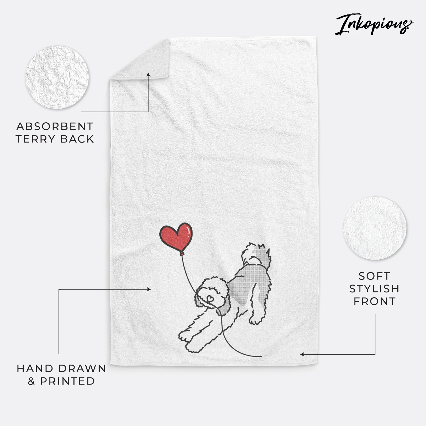 Sheepadoodle Heart String - Decorative Hand Towel - Image 6