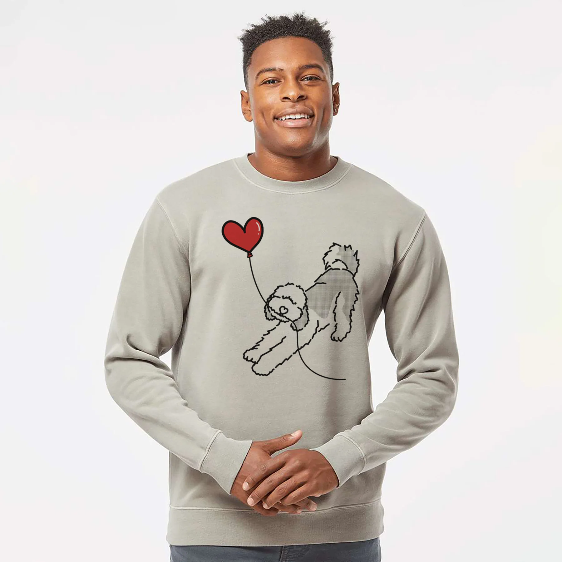 Sheepadoodle Heart String - Unisex Pigment Dyed Crew Sweatshirt - Image 5