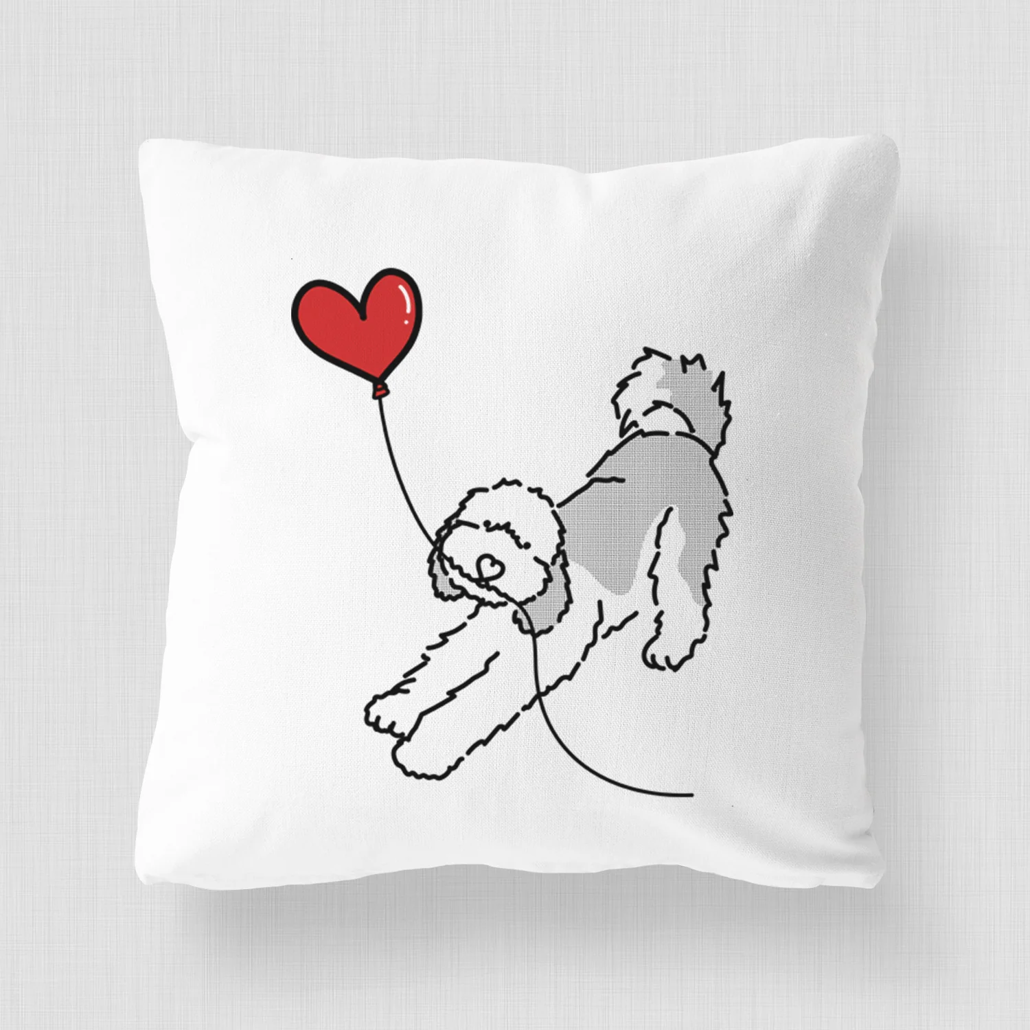 Sheepadoodle Heart String - Throw Pillow Cover - Image 4