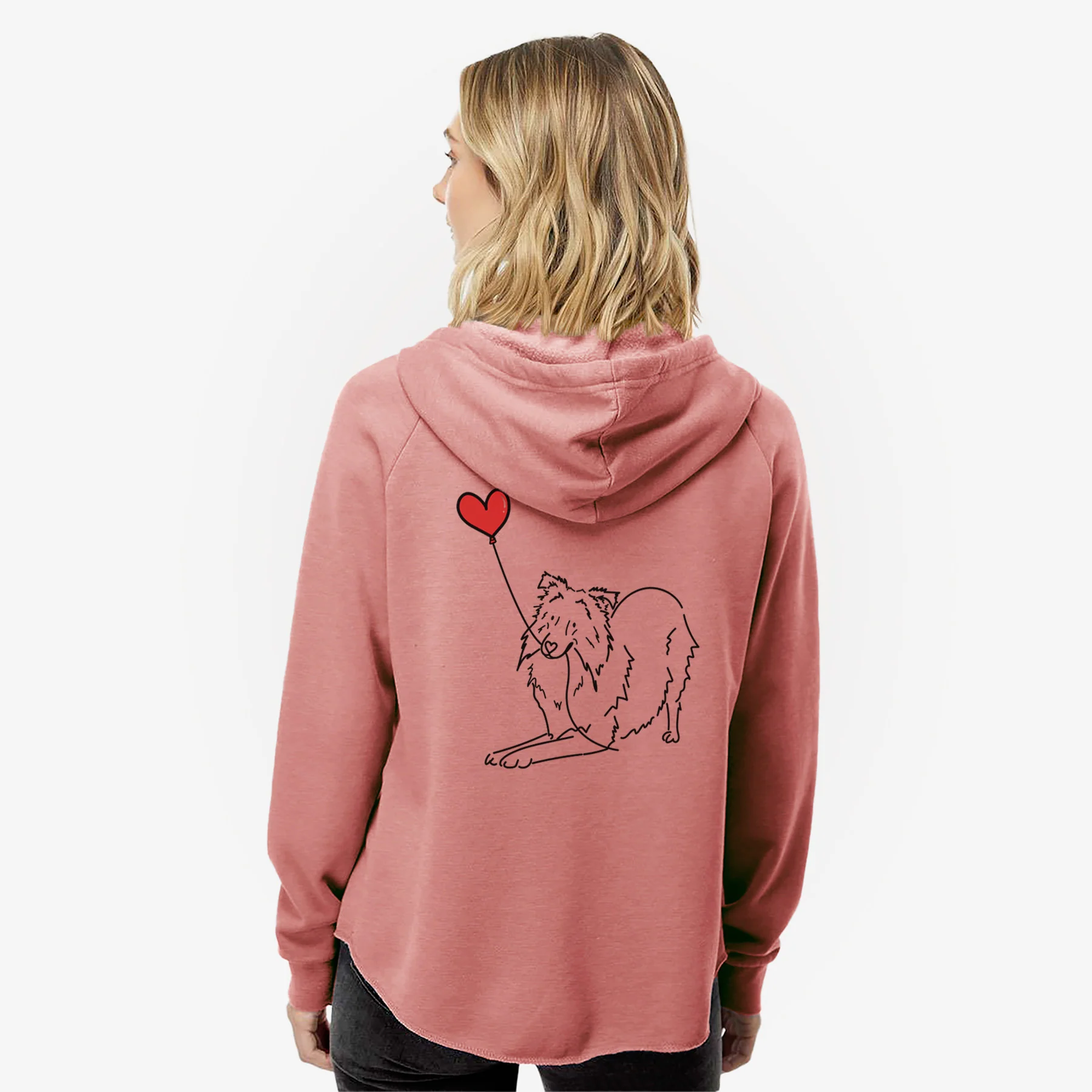 Shetland Sheepdog Heart String- Women's Cali Wave Zip-Up Sweatshirt - Image 5