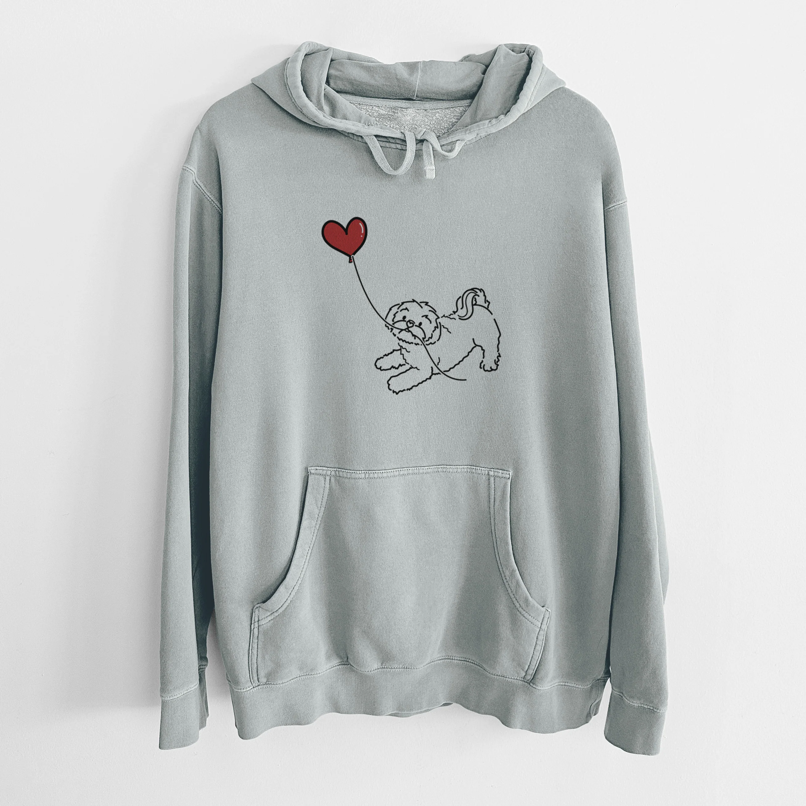 Shih Tzu Puppy Cut Heart String - Unisex Pigment Dyed Hoodie - Image 7