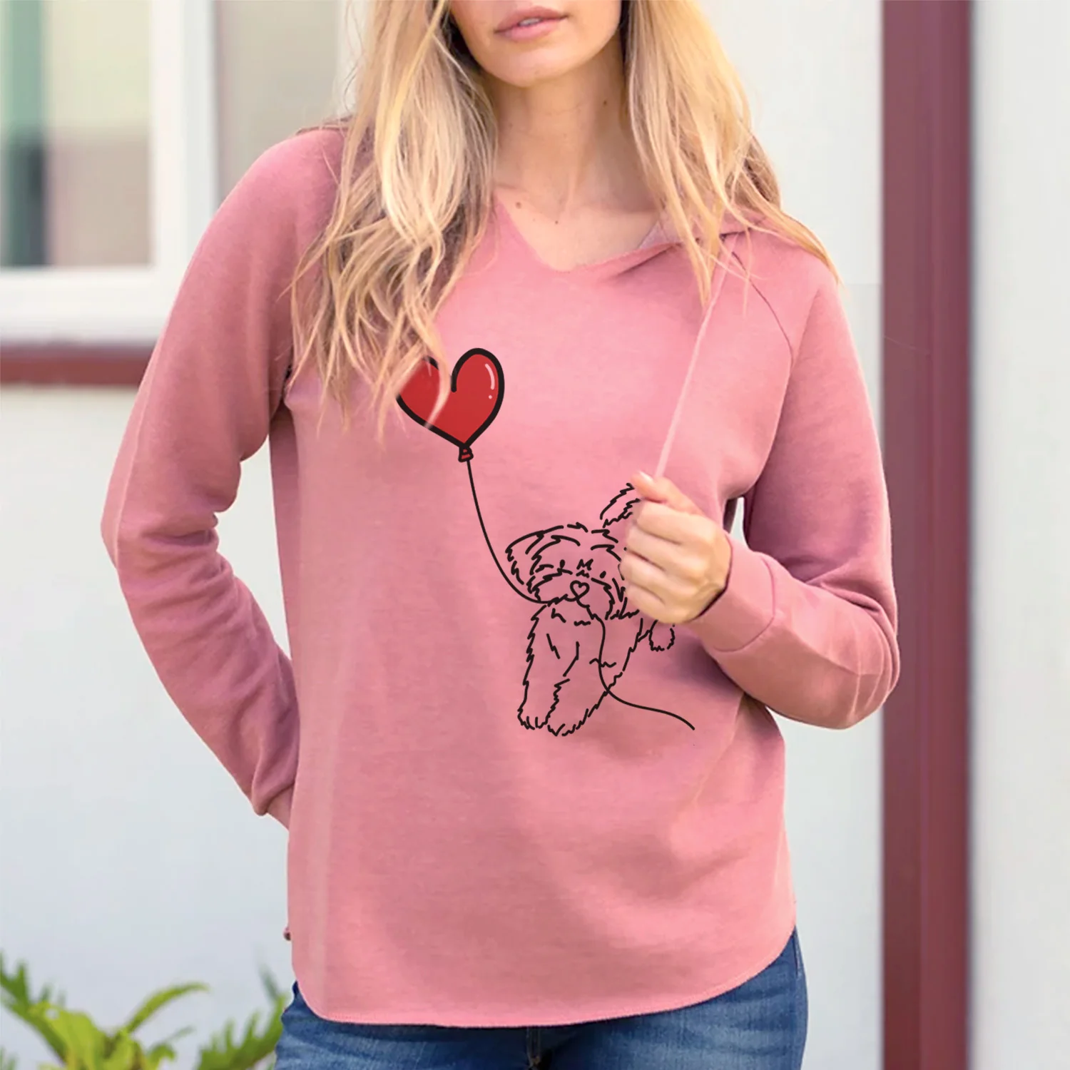 Shorkie Heart String - Cali Wave Hooded Sweatshirt - Image 2