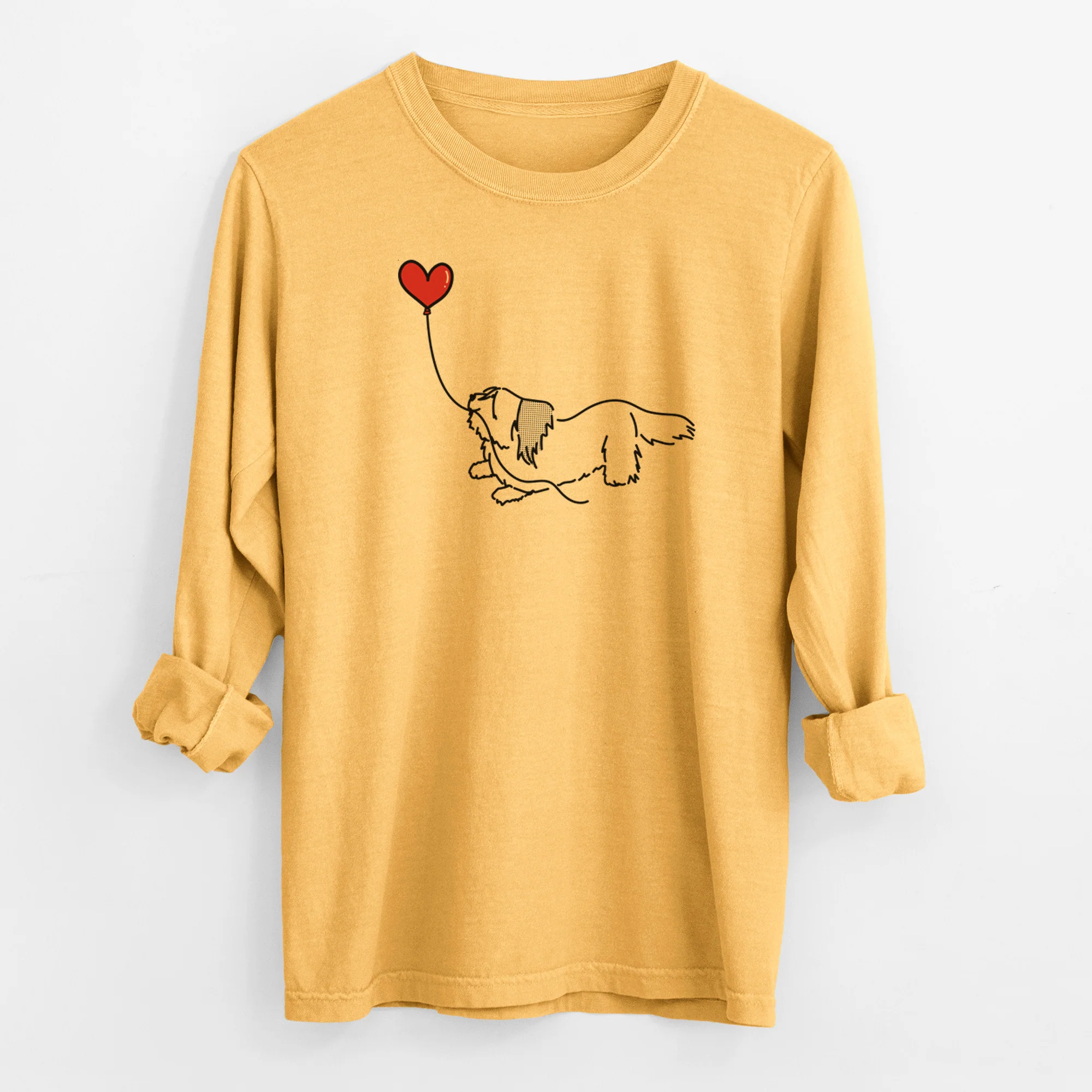 Skye Terrier Heart String - Men's Heavyweight 100% Cotton Long Sleeve - Image 3
