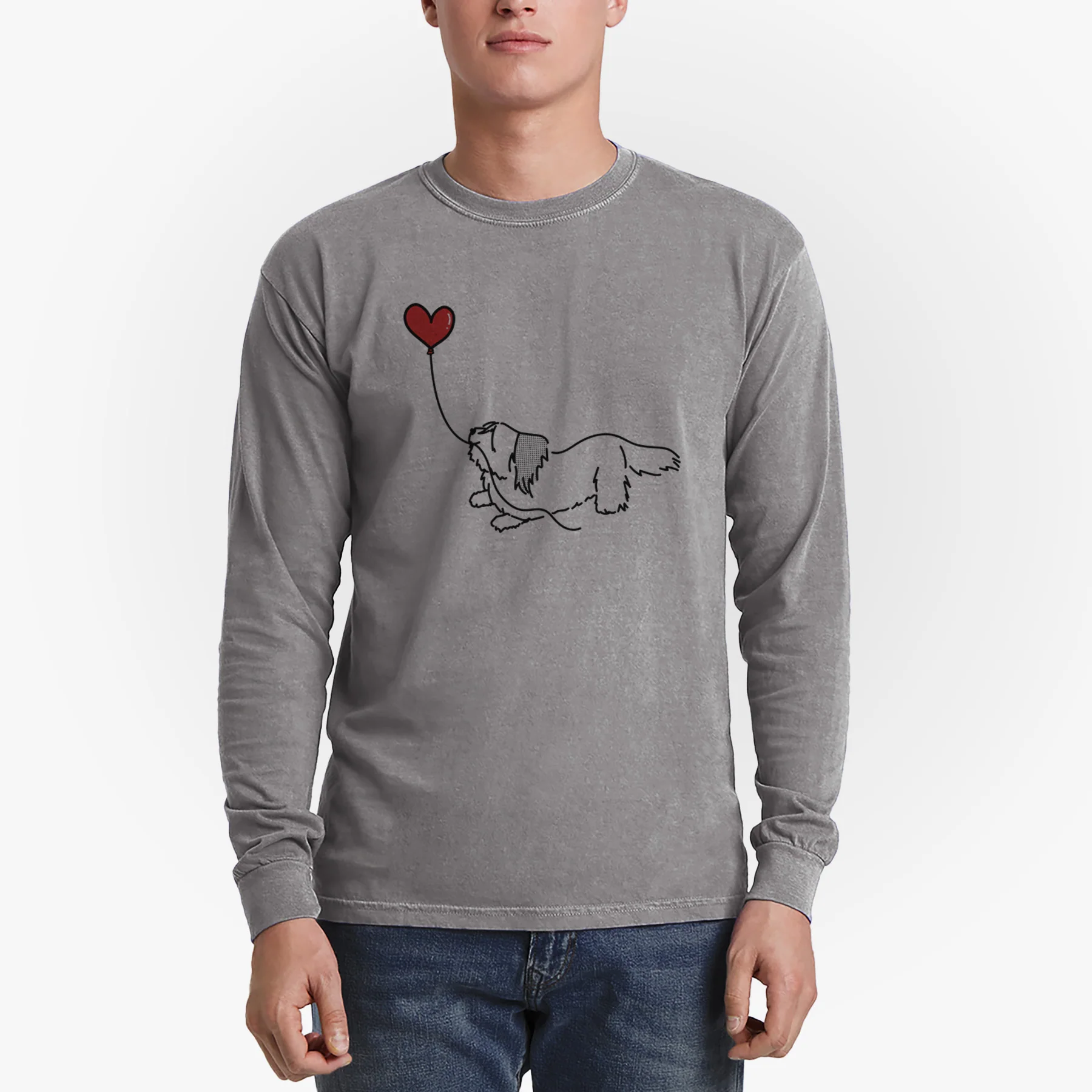 Skye Terrier Heart String - Men's Heavyweight 100% Cotton Long Sleeve - Image 5