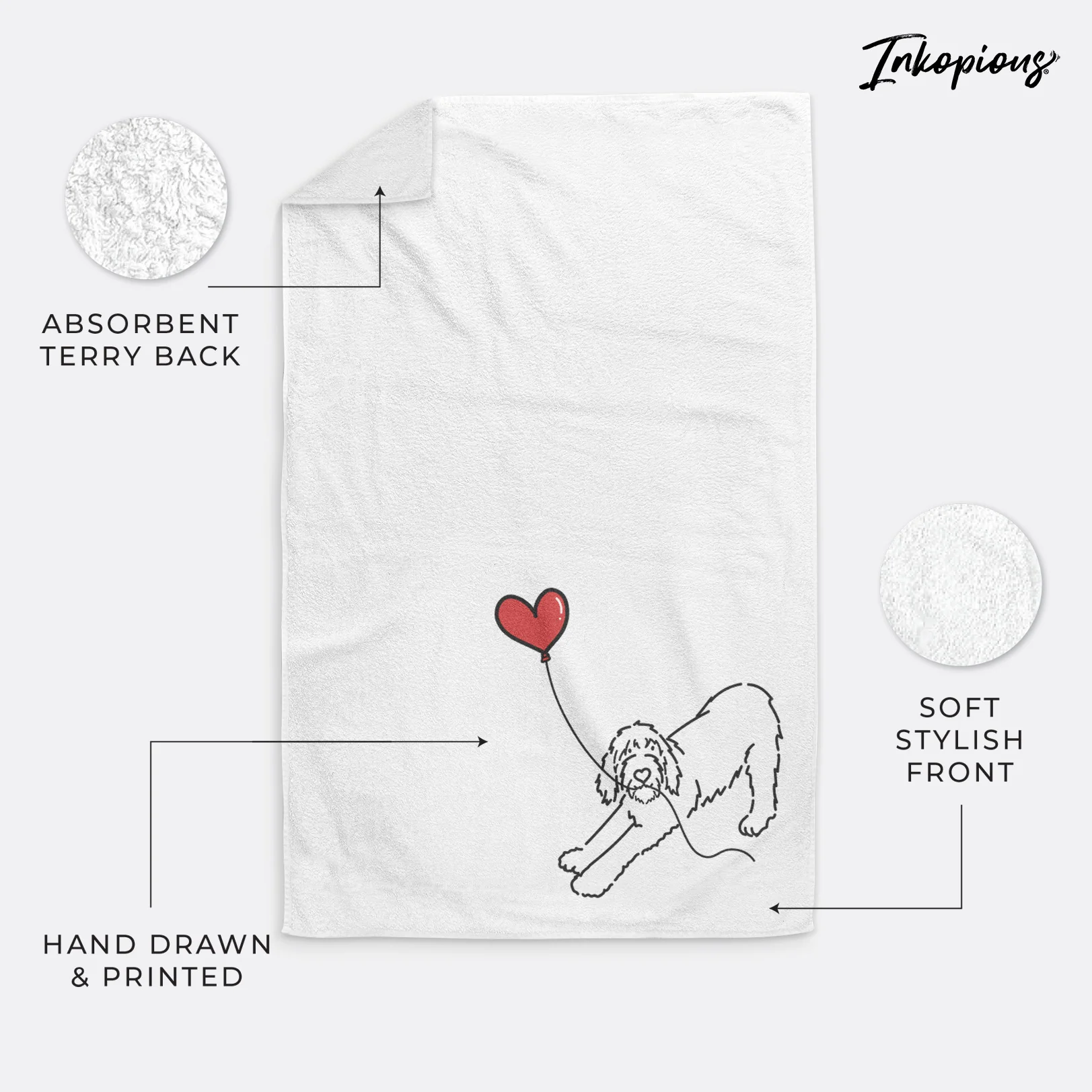 Spinone Italiano Heart String - Decorative Hand Towel - Image 3