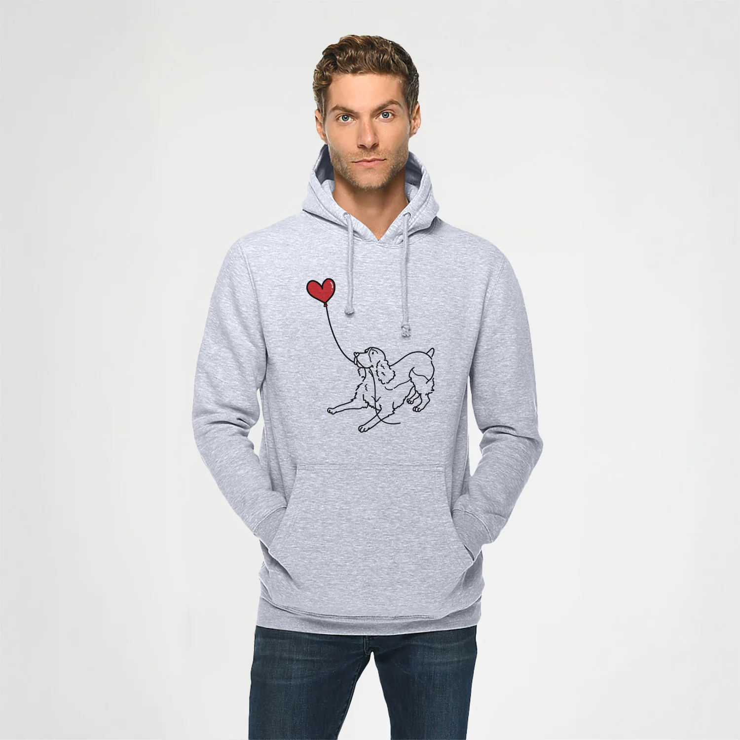 English Springer Spaniel Heart String - Heavyweight Fleece Hoodie - Image 2