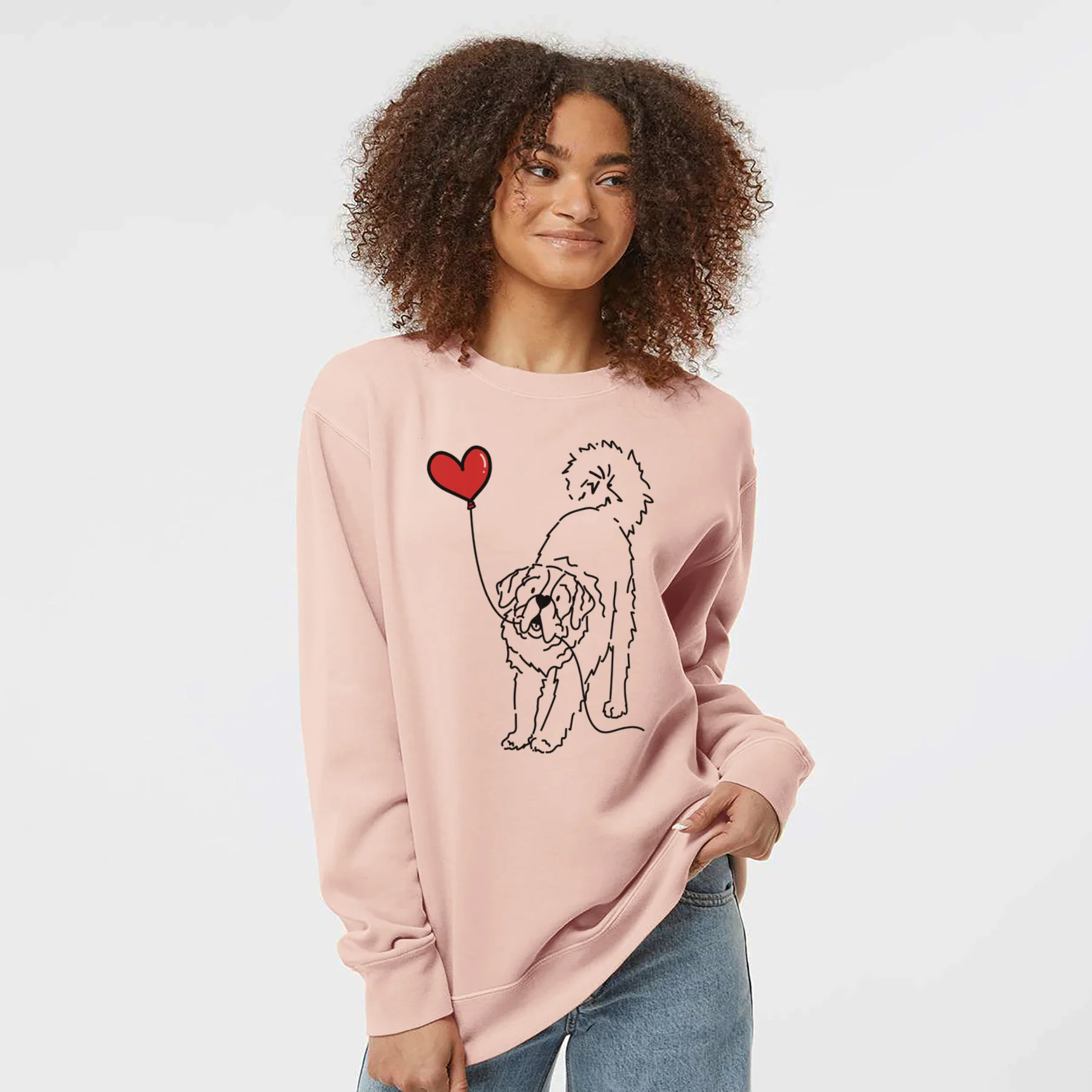 Saint Bernard Heart String - Unisex Pigment Dyed Crew Sweatshirt - Image 4