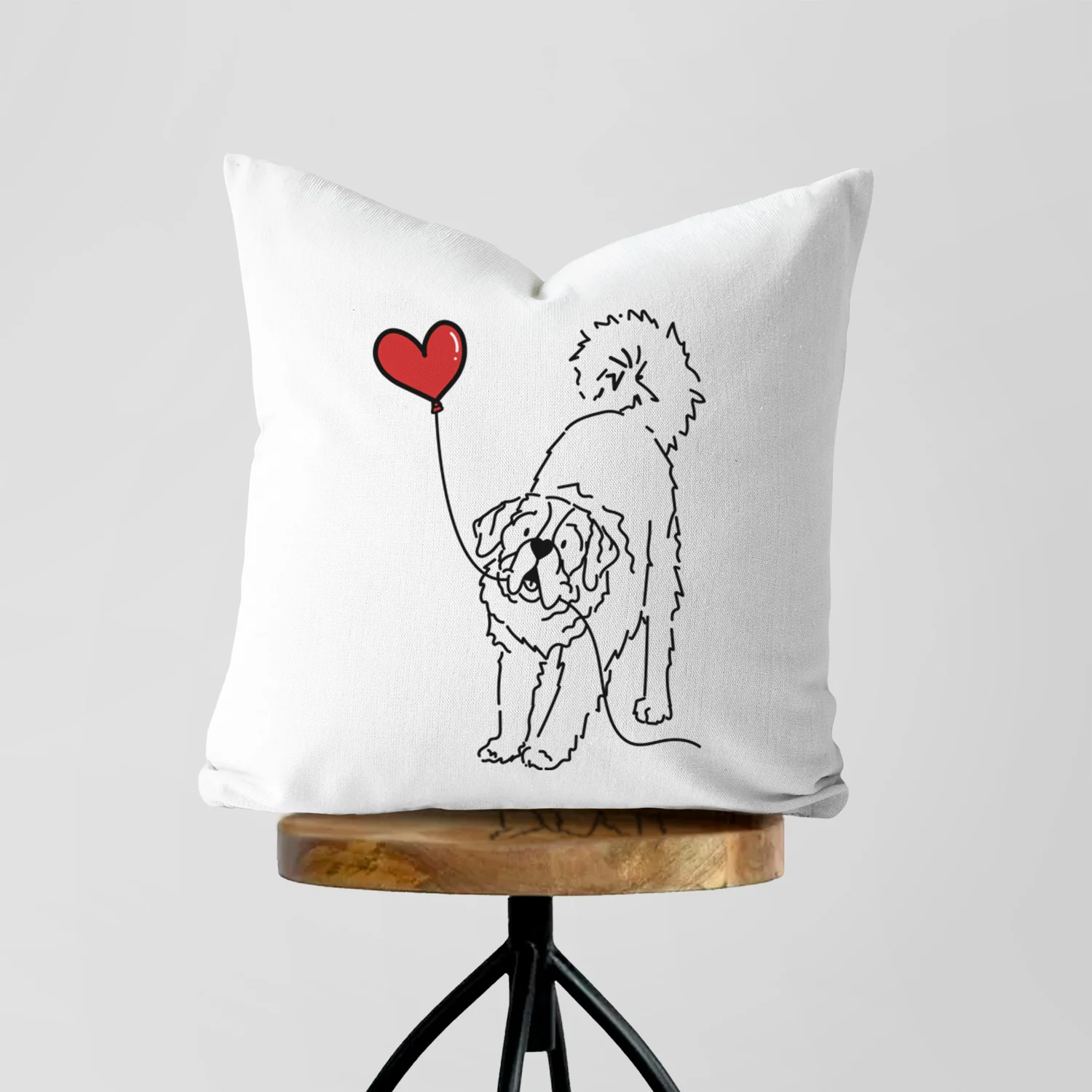 Saint Bernard Heart String - Throw Pillow Cover