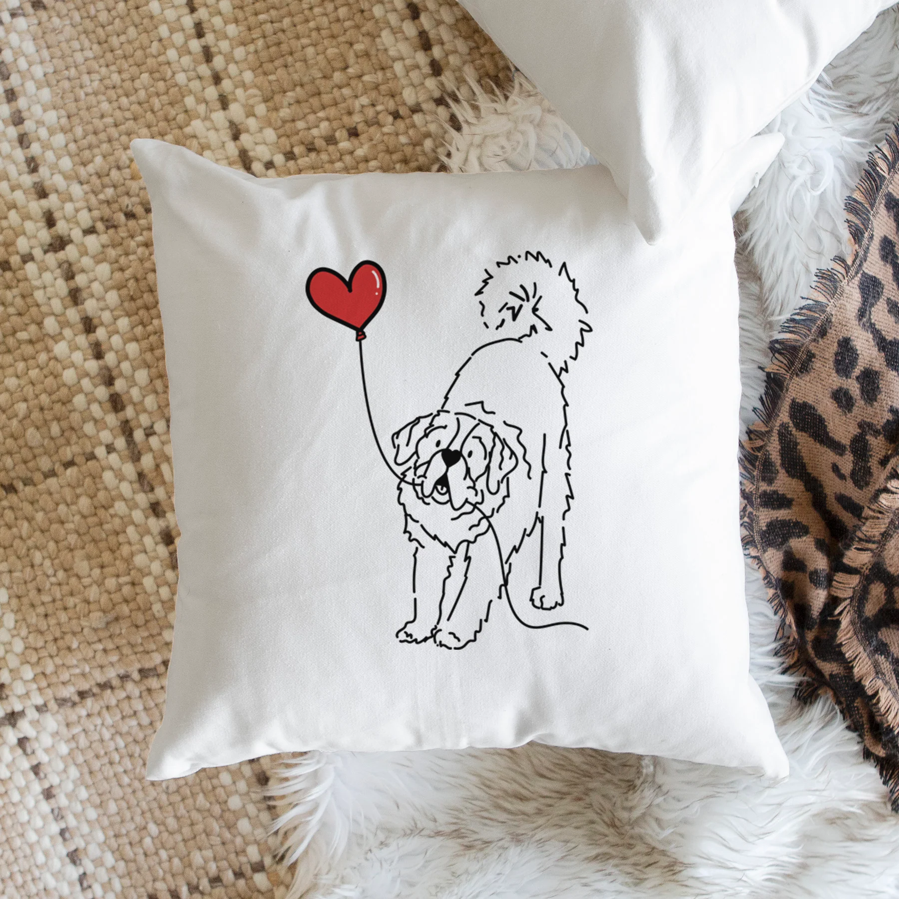 Saint Bernard Heart String - Throw Pillow Cover - Image 2