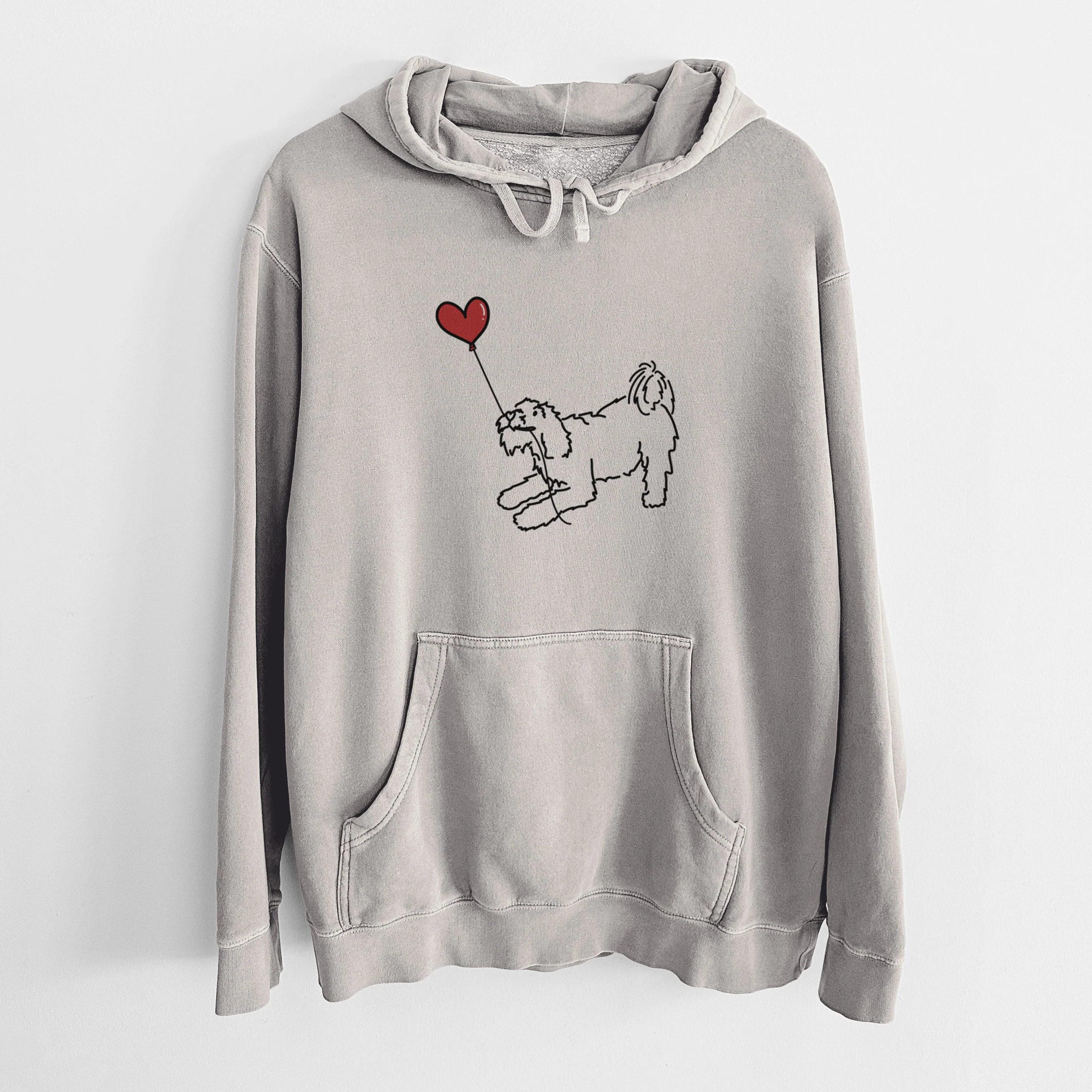 Terrier Mix Heart String - Unisex Pigment Dyed Hoodie - Image 5