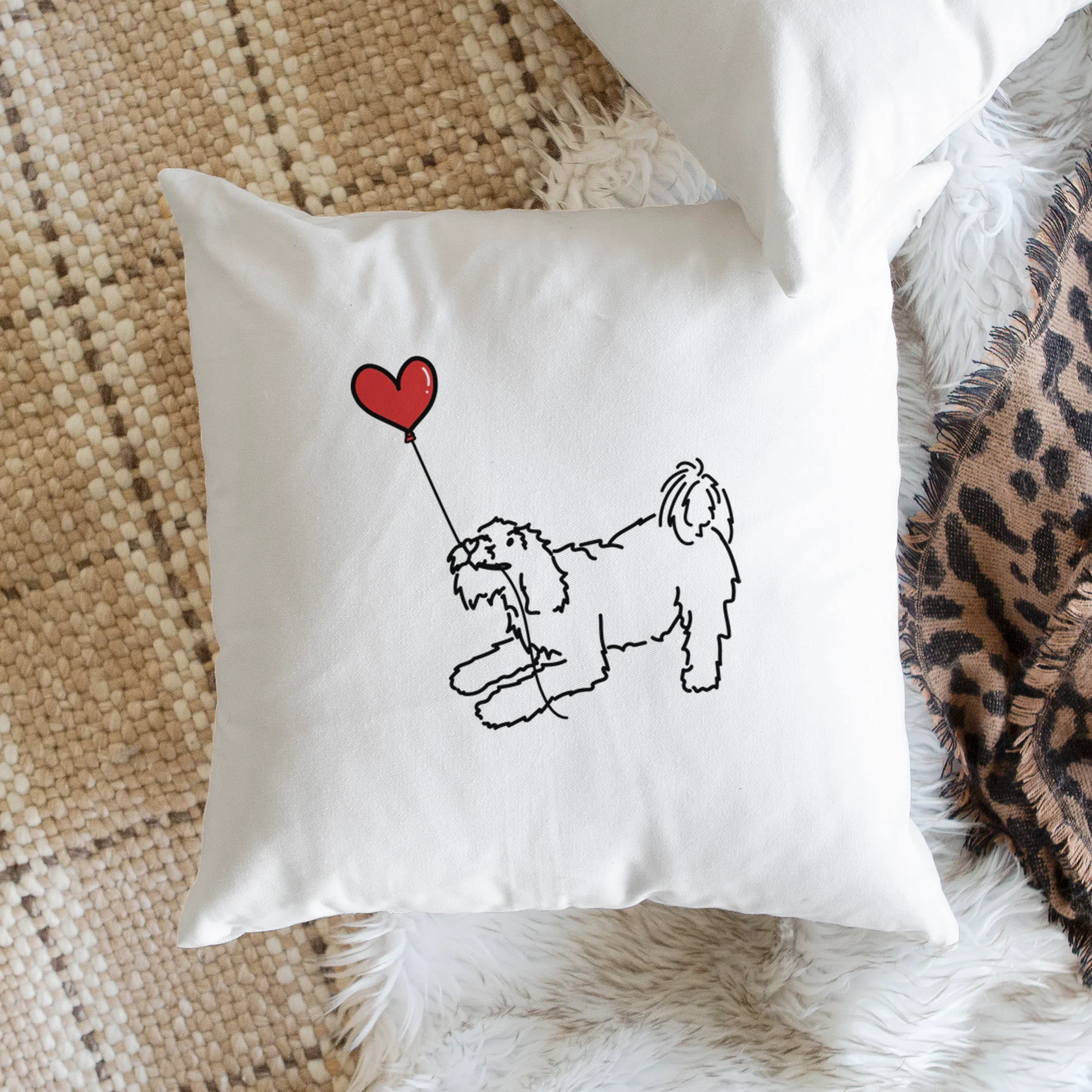 Terrier Mix Heart String - Throw Pillow Cover - Image 2