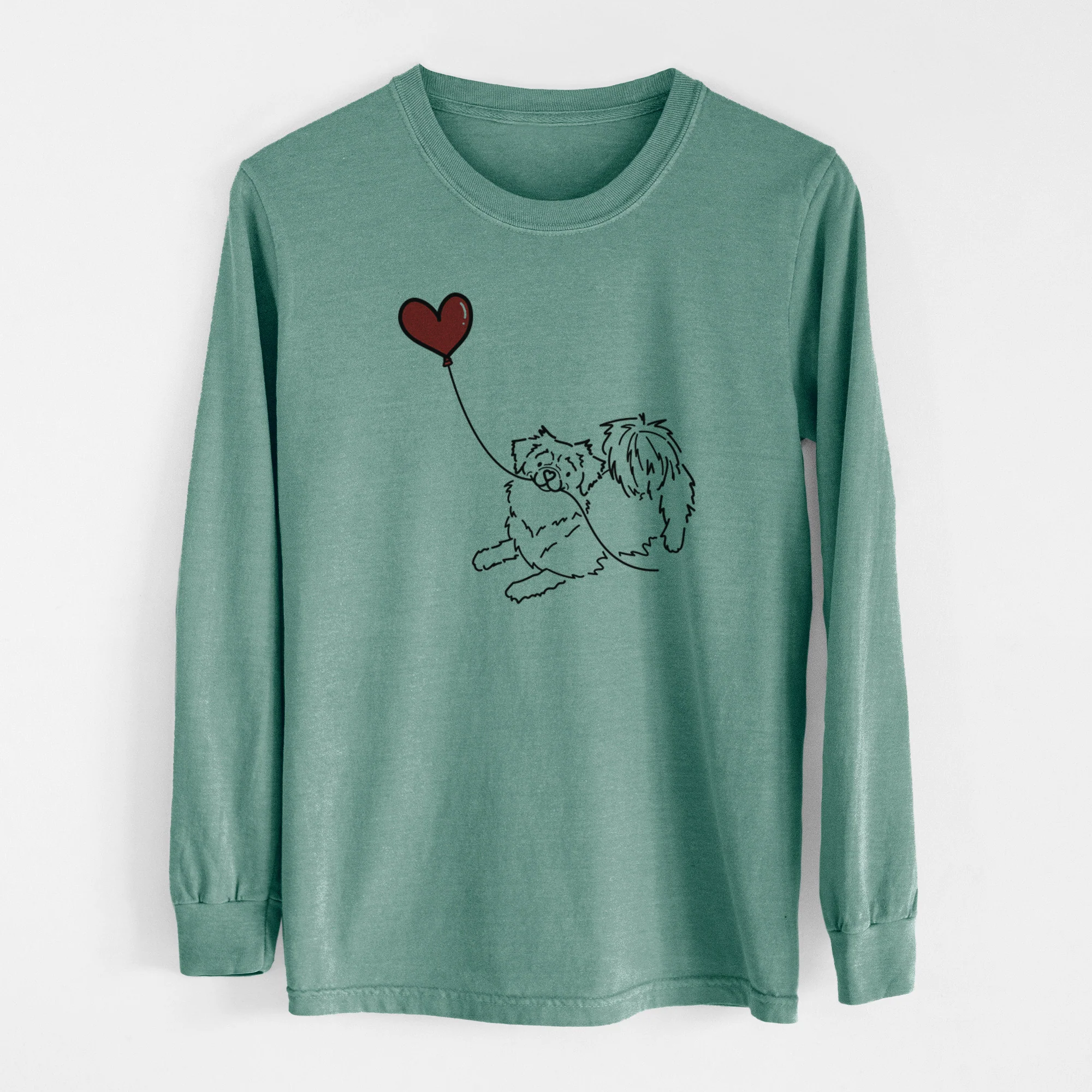 Tibetan Spaniel Heart String - Men's Heavyweight 100% Cotton Long Sleeve - Image 13