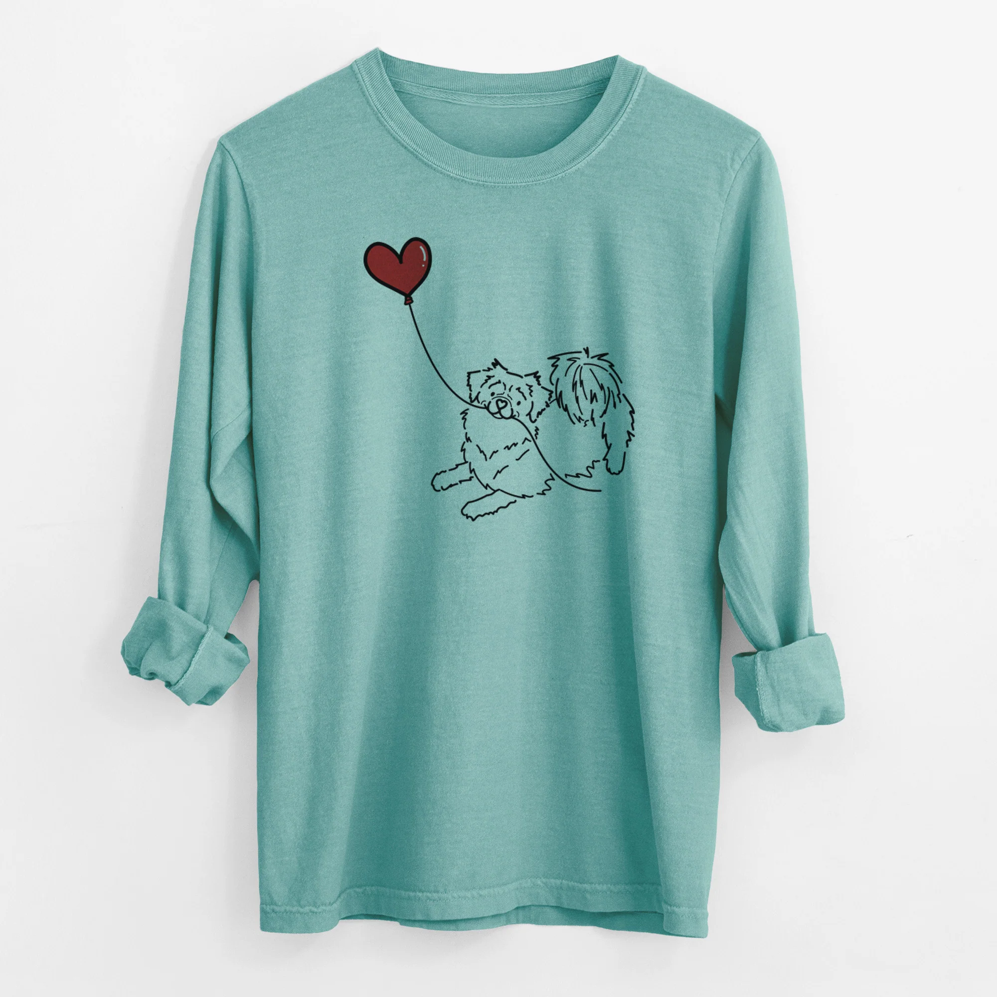 Tibetan Spaniel Heart String - Men's Heavyweight 100% Cotton Long Sleeve - Image 9