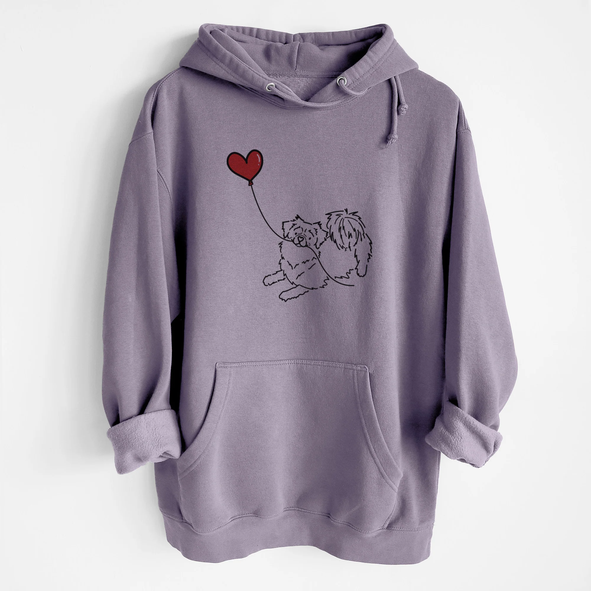 Tibetan Spaniel Heart String - Heavyweight Fleece Hoodie - Image 7