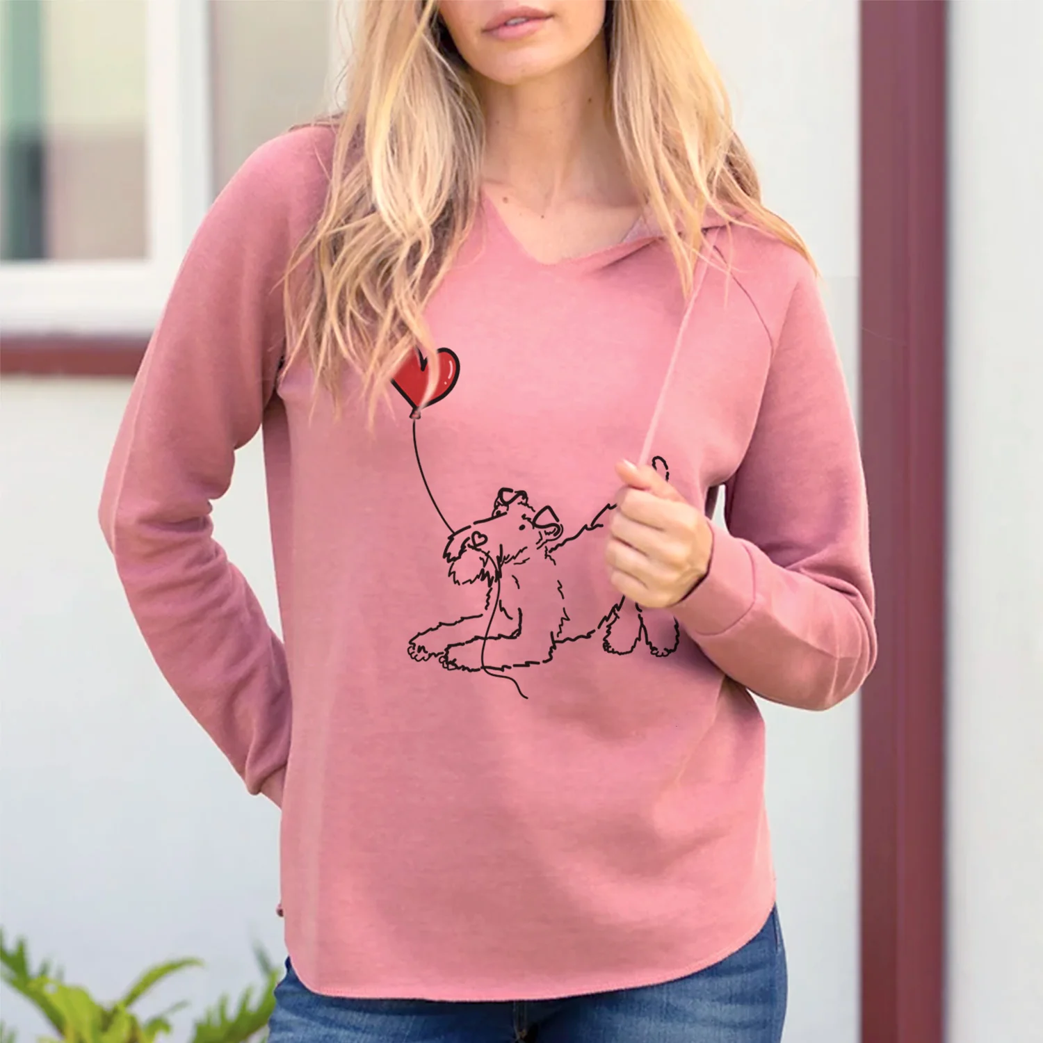 Wire Fox Terrier Heart String - Cali Wave Hooded Sweatshirt - Image 2