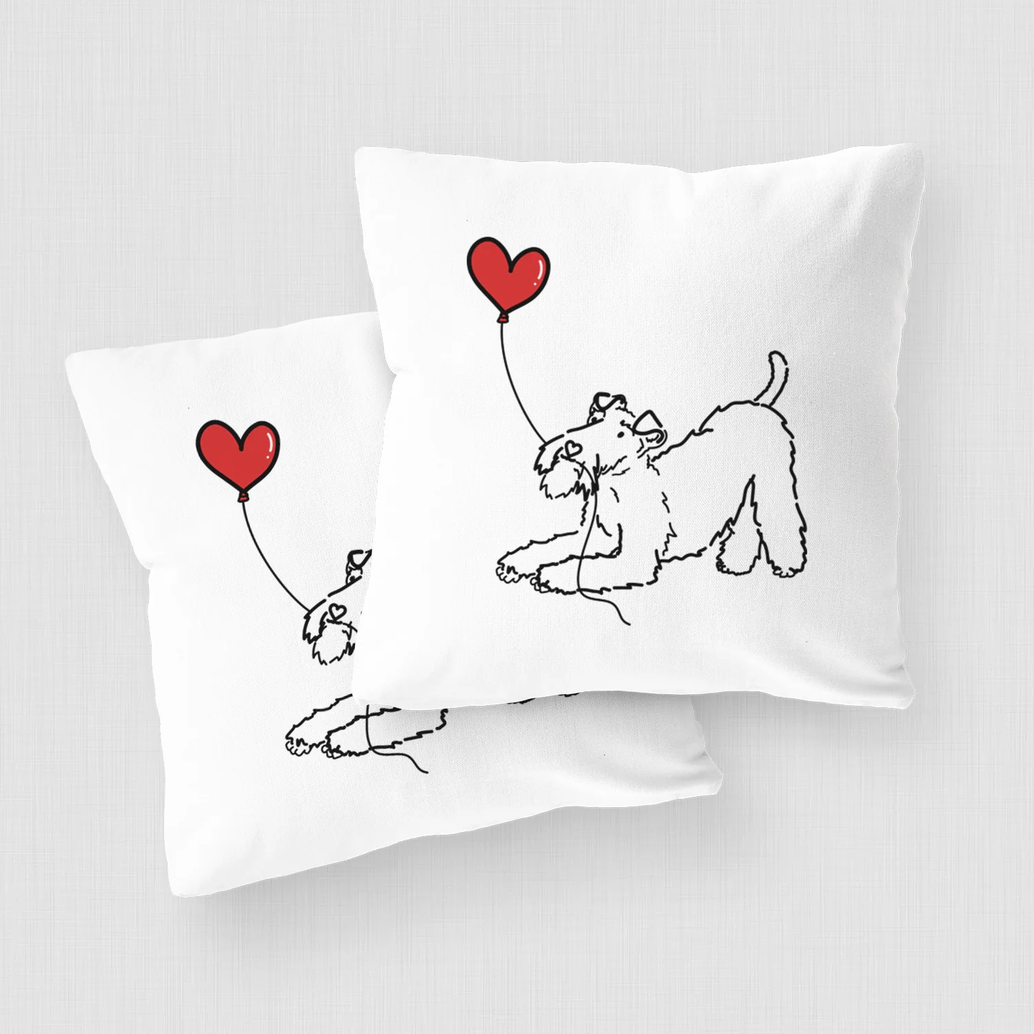 Wire Fox Terrier Heart String - Throw Pillow Cover - Image 2