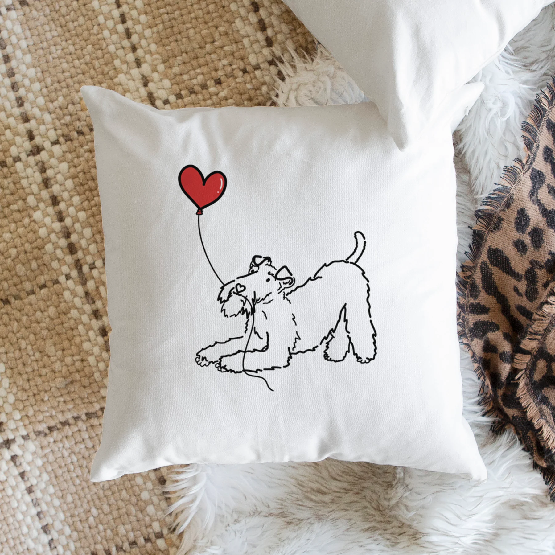 Wire Fox Terrier Heart String - Throw Pillow Cover - Image 3