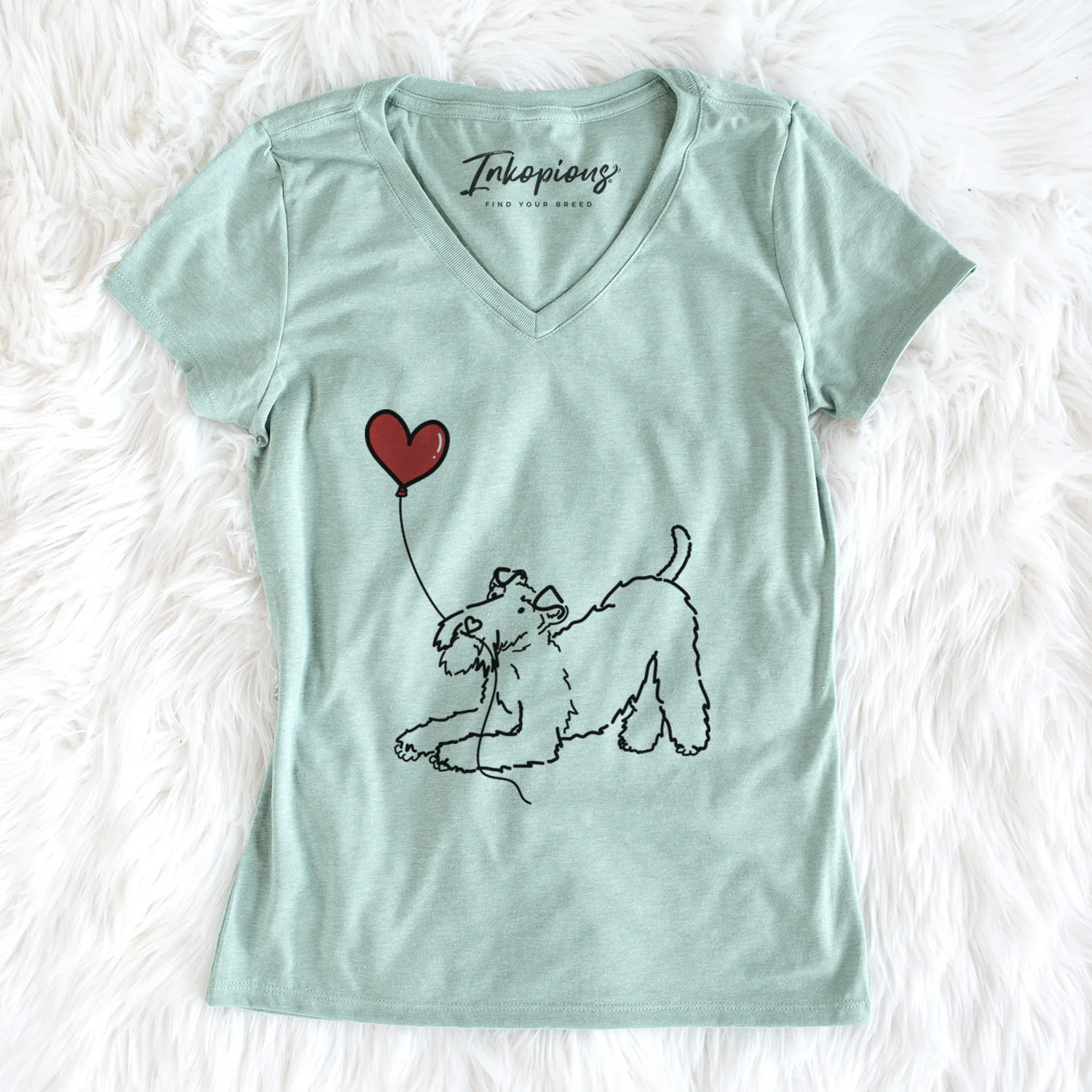 Wire Fox Terrier Heart String - Women's Perfect V-neck Shirt - Image 2