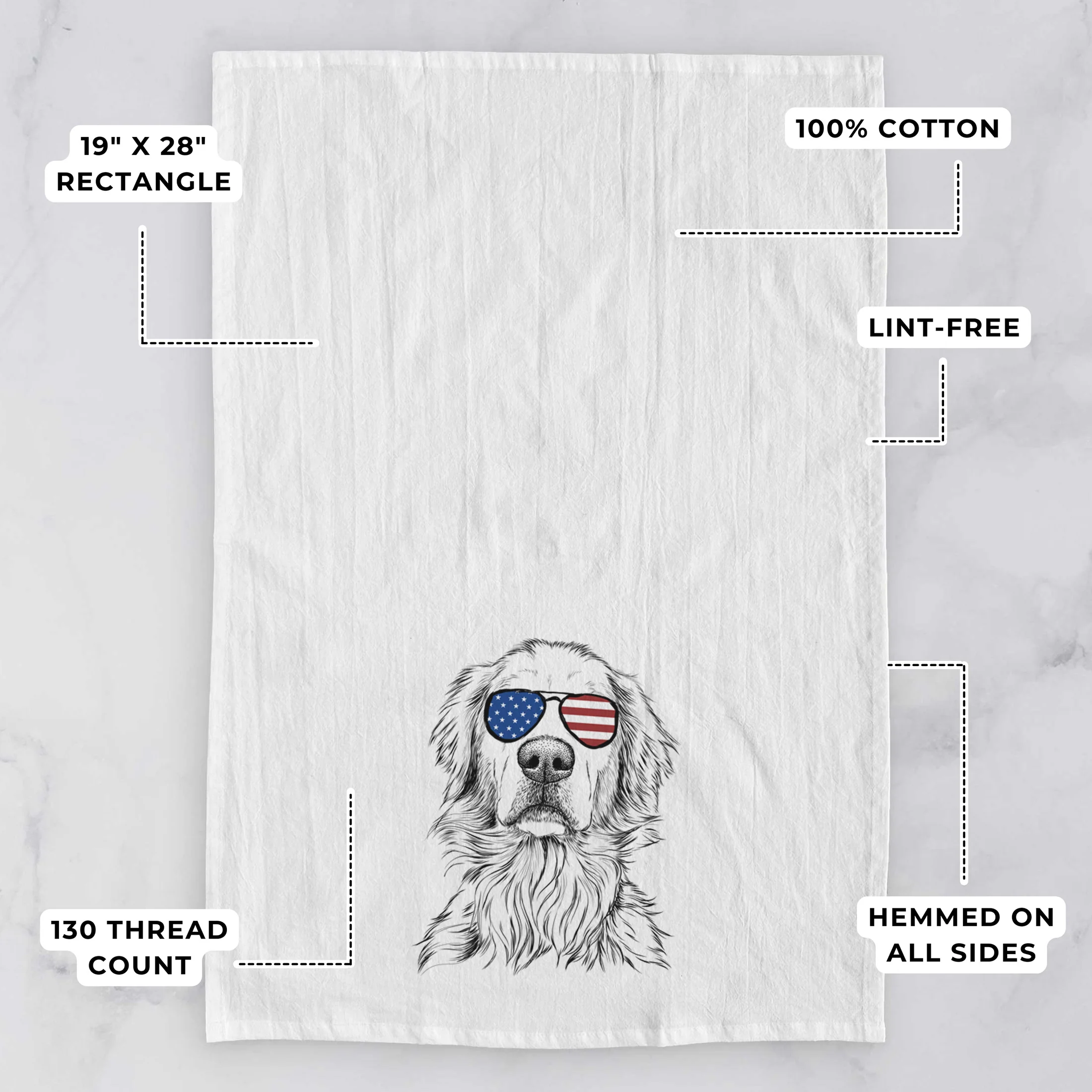 Jake aroni the Golden Retriever Tea Towel - Image 3