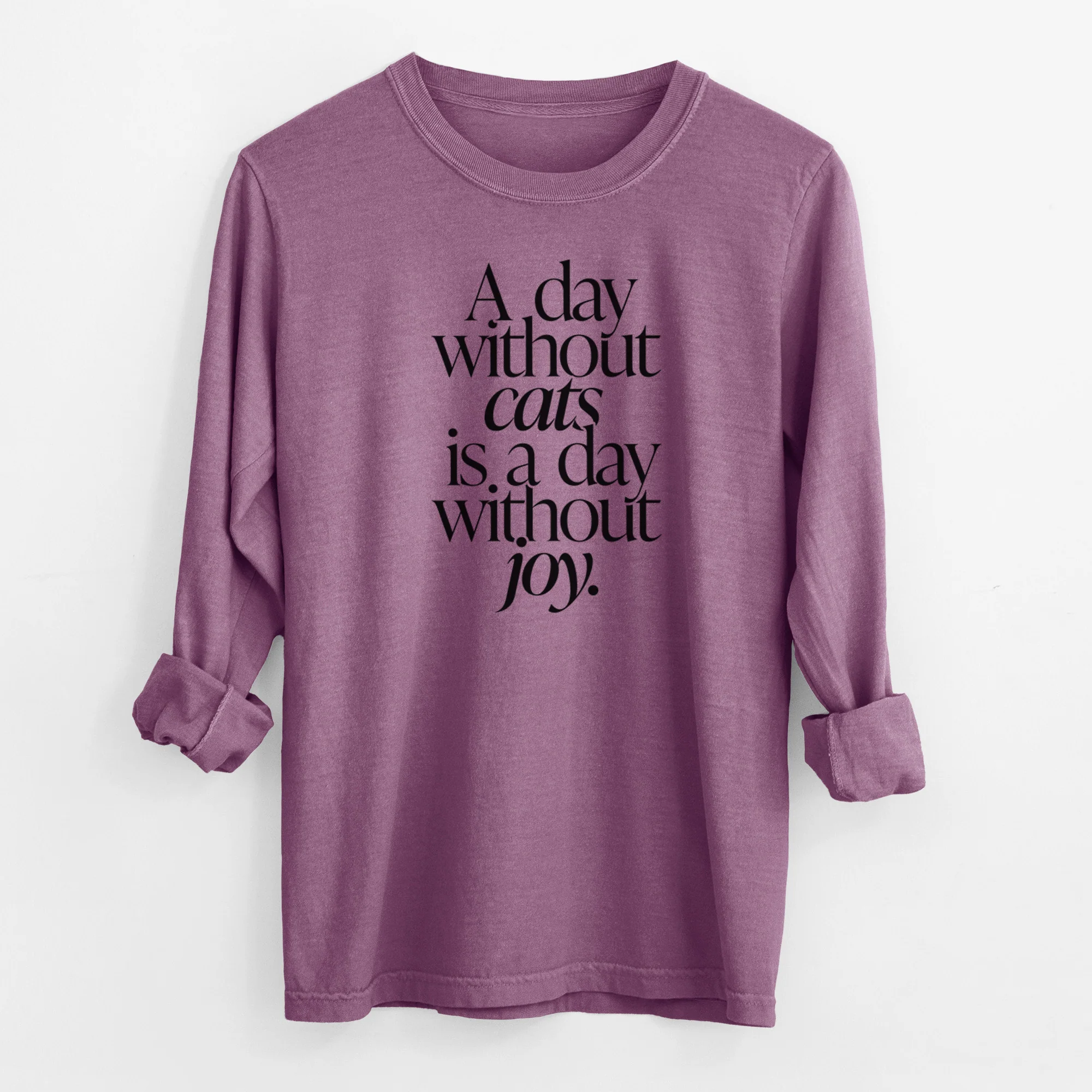 A day without Cats is a day without joy - Men's Heavyweight 100% Cotton Long Sleeve - Image 10