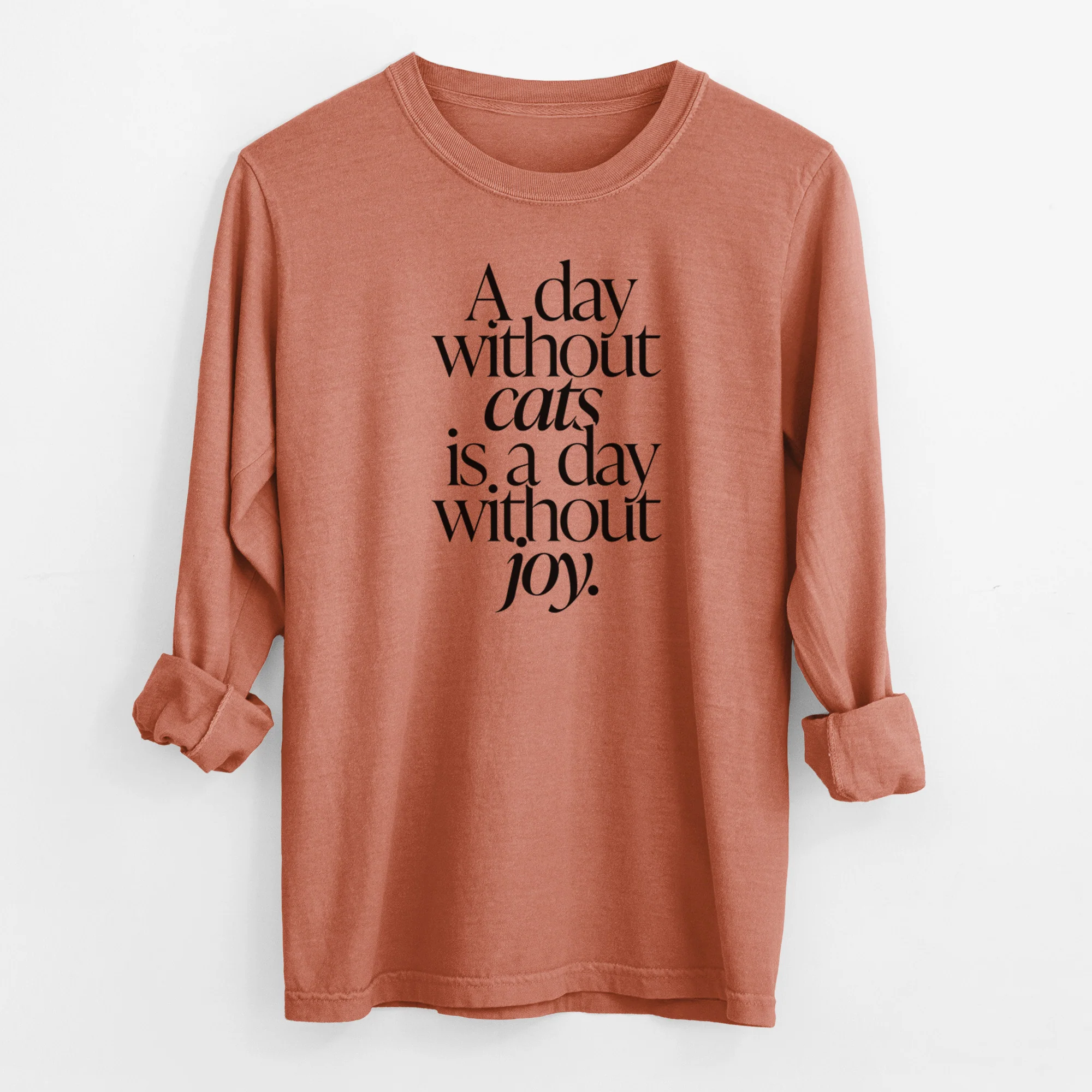 A day without Cats is a day without joy - Men's Heavyweight 100% Cotton Long Sleeve - Image 14