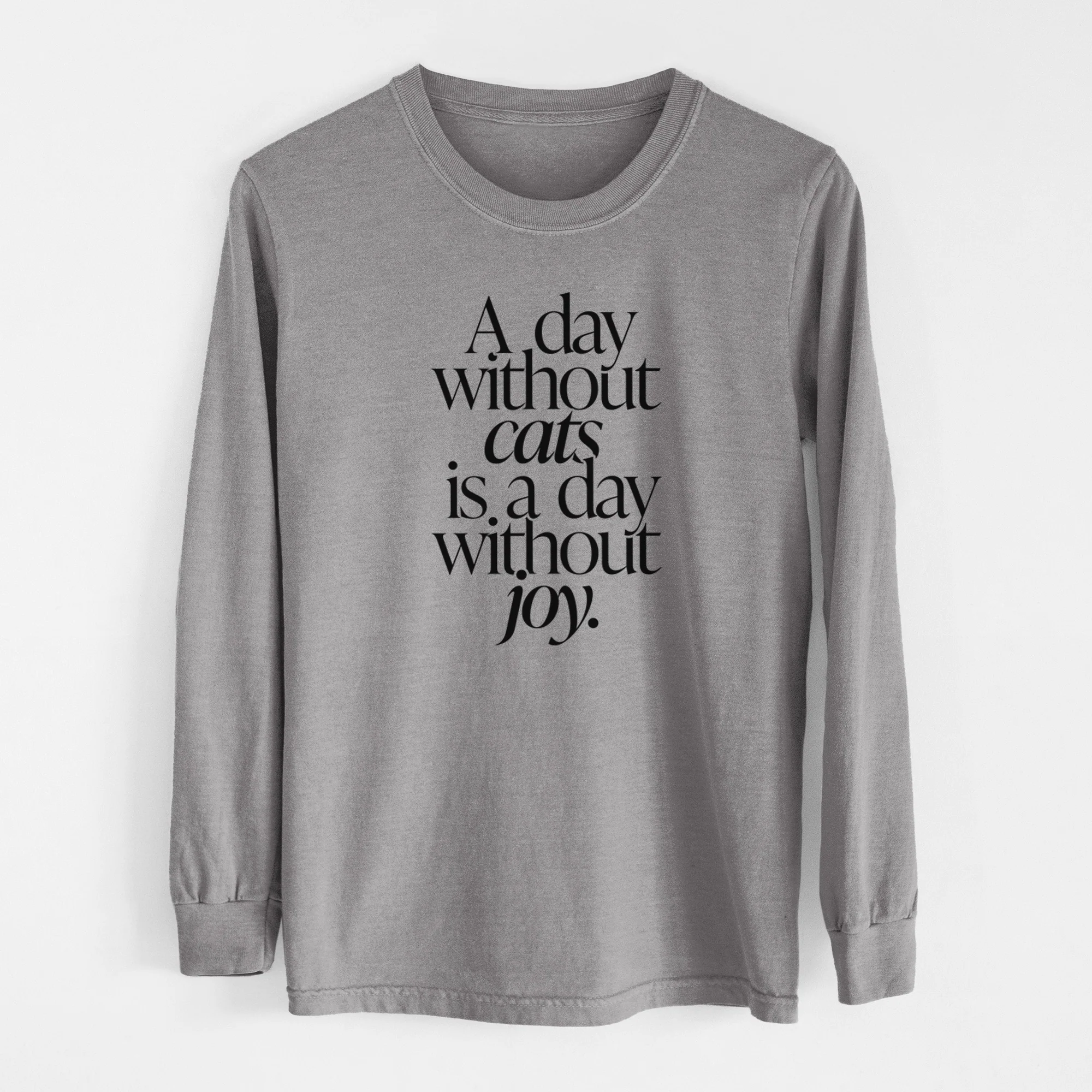 A day without Cats is a day without joy - Men's Heavyweight 100% Cotton Long Sleeve - Image 7