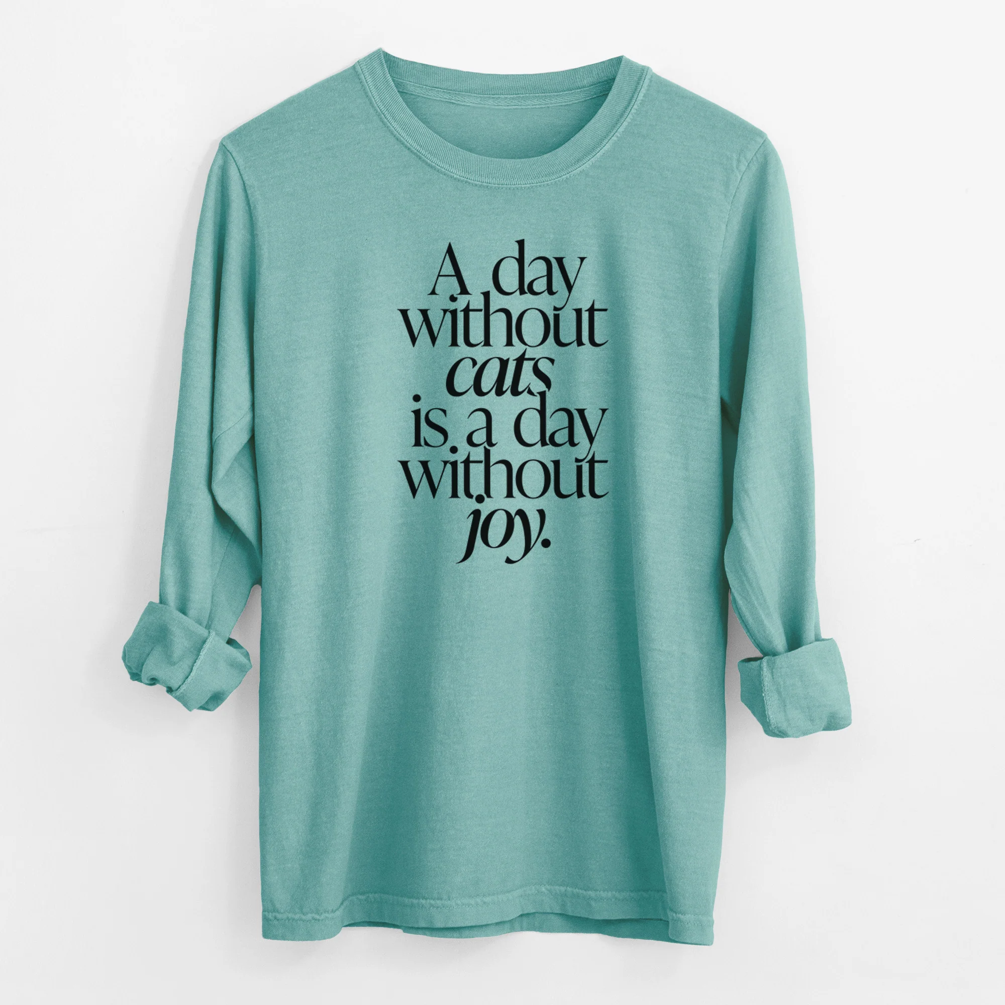 A day without Cats is a day without joy - Men's Heavyweight 100% Cotton Long Sleeve - Image 9