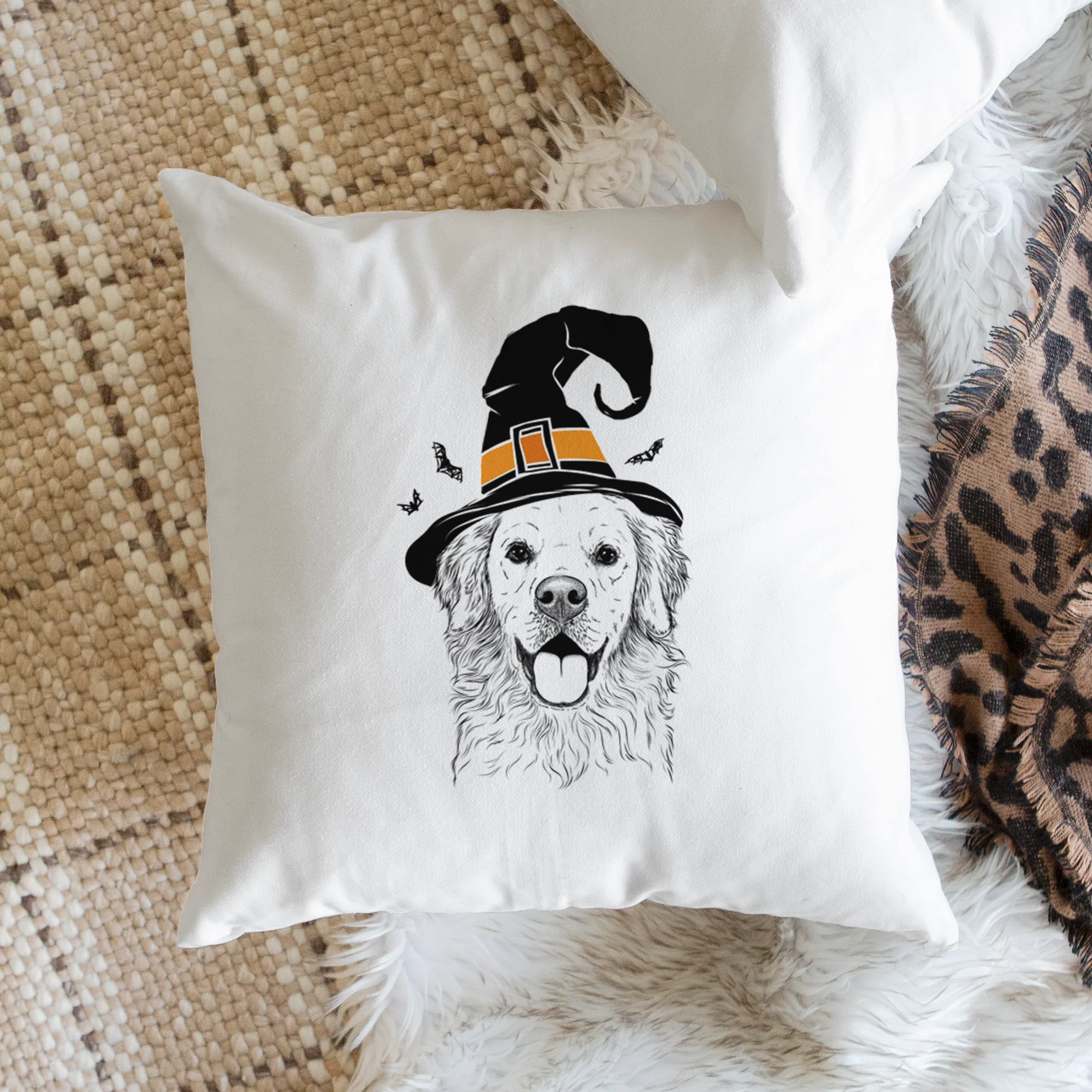 Juniper the Golden Retriever - Throw Pillow Cover - Image 2