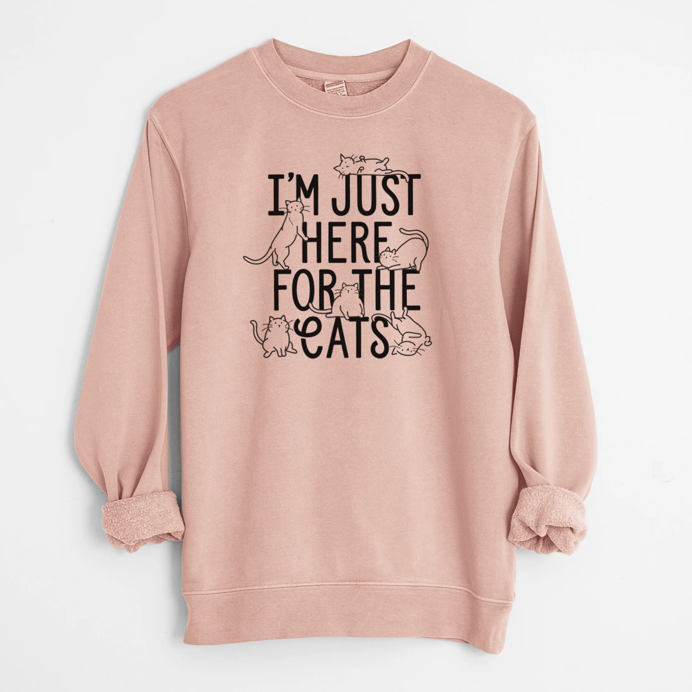 I'm Just Here For The Cats - Unisex Pigment Dyed Crew Sweatshirt - Image 8